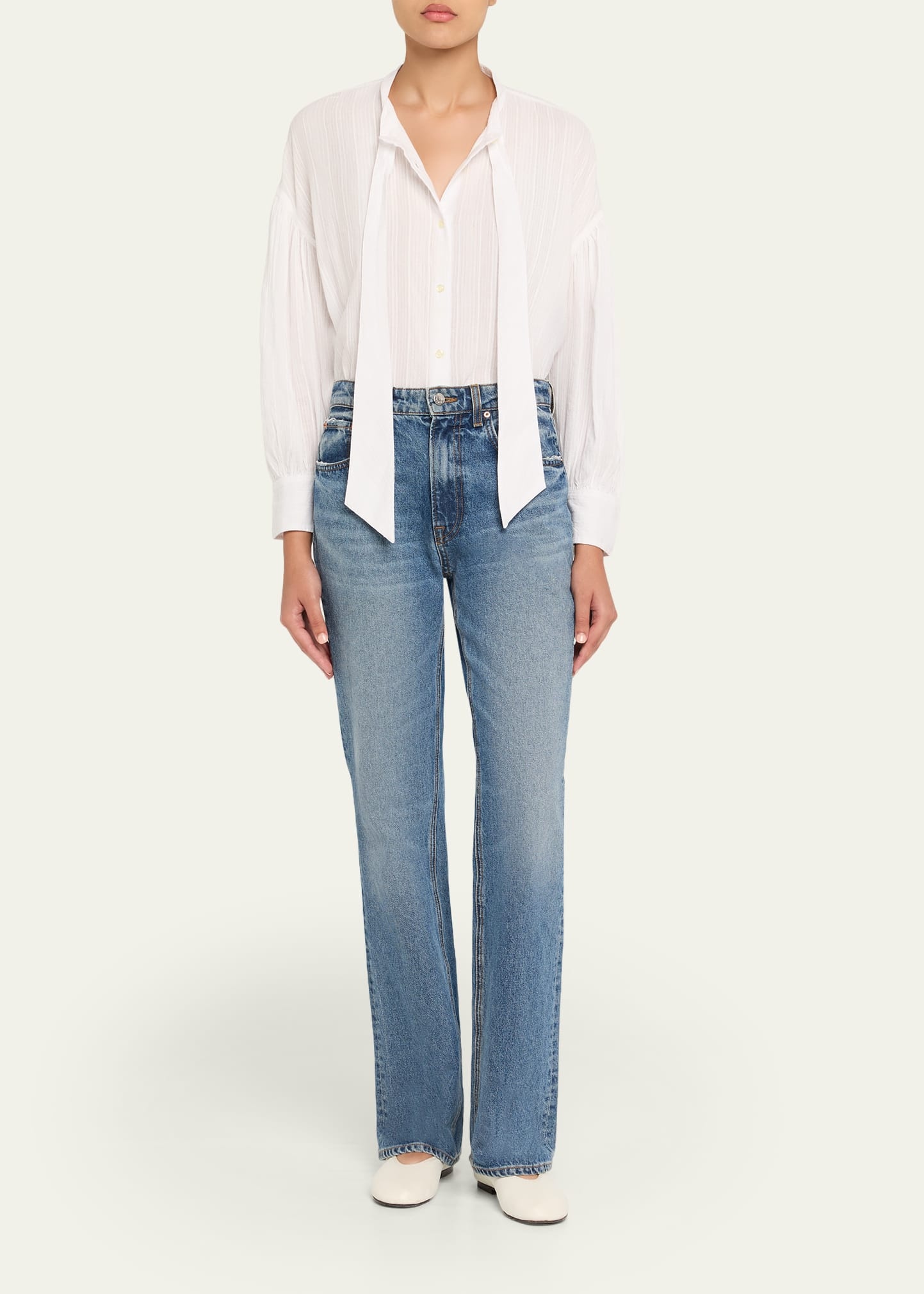 Molly Tie-Neck Textured Stripe Top - 2