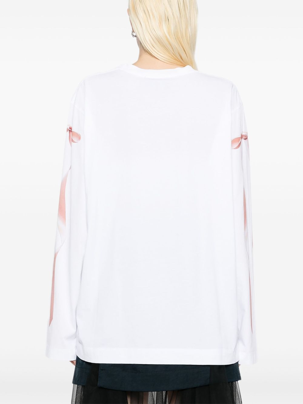 ribbon-printed T-shirt - 4