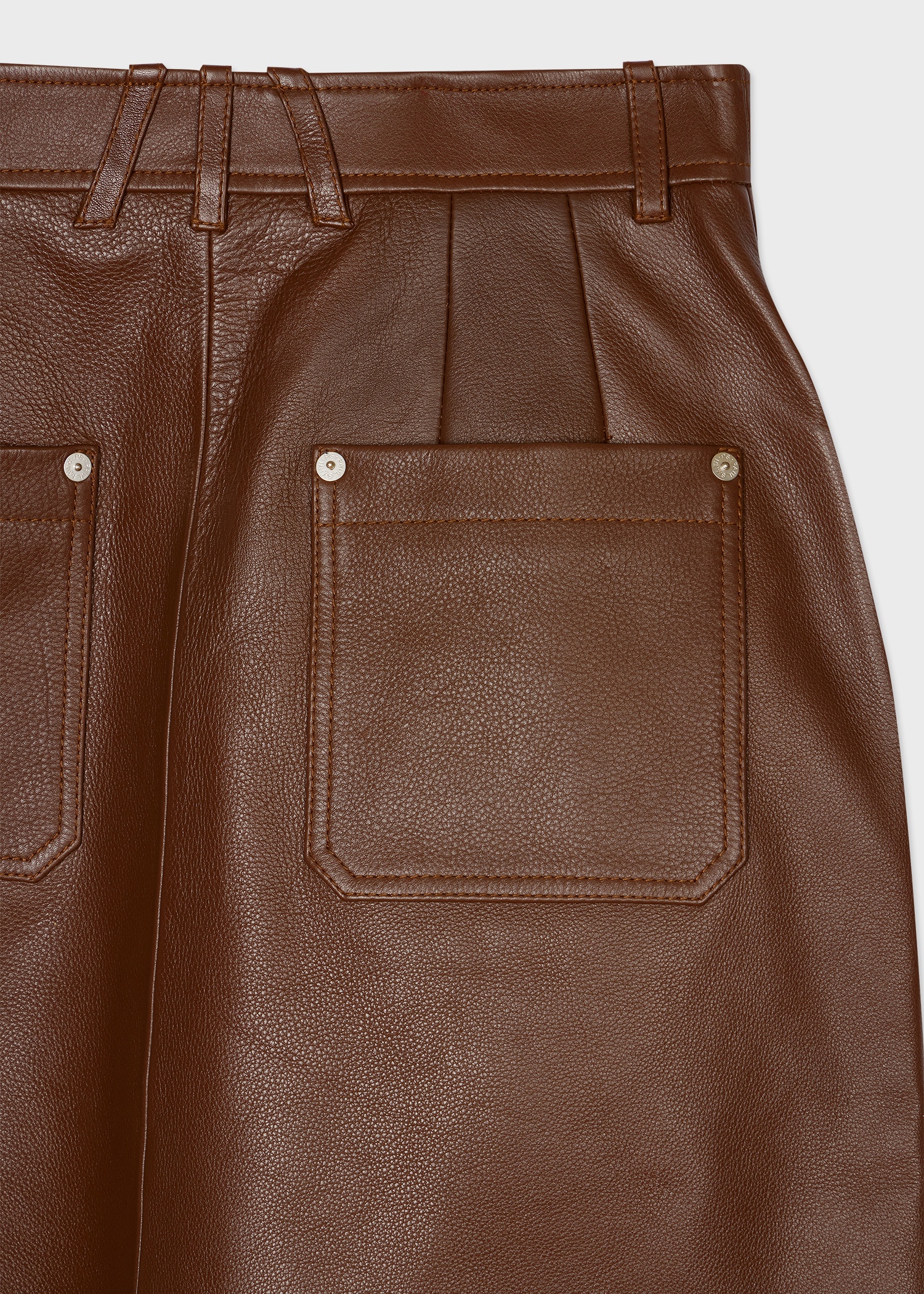 Women's Brown Leather Skirt - 3