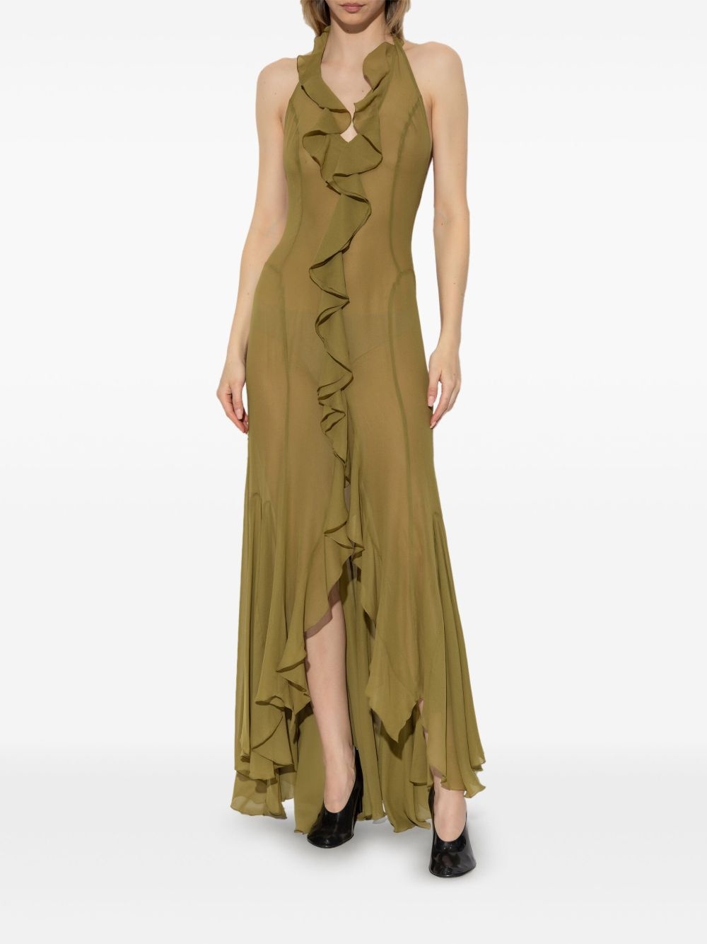 ruffle-detailing midi dress - 3