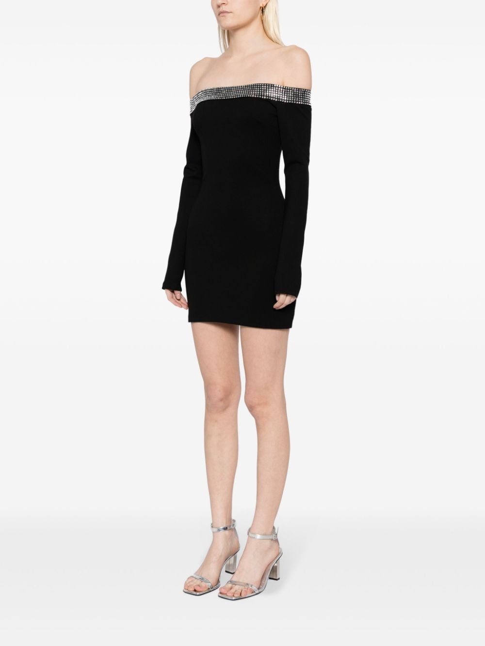 crystal-embellished off-shoulder dress - 3