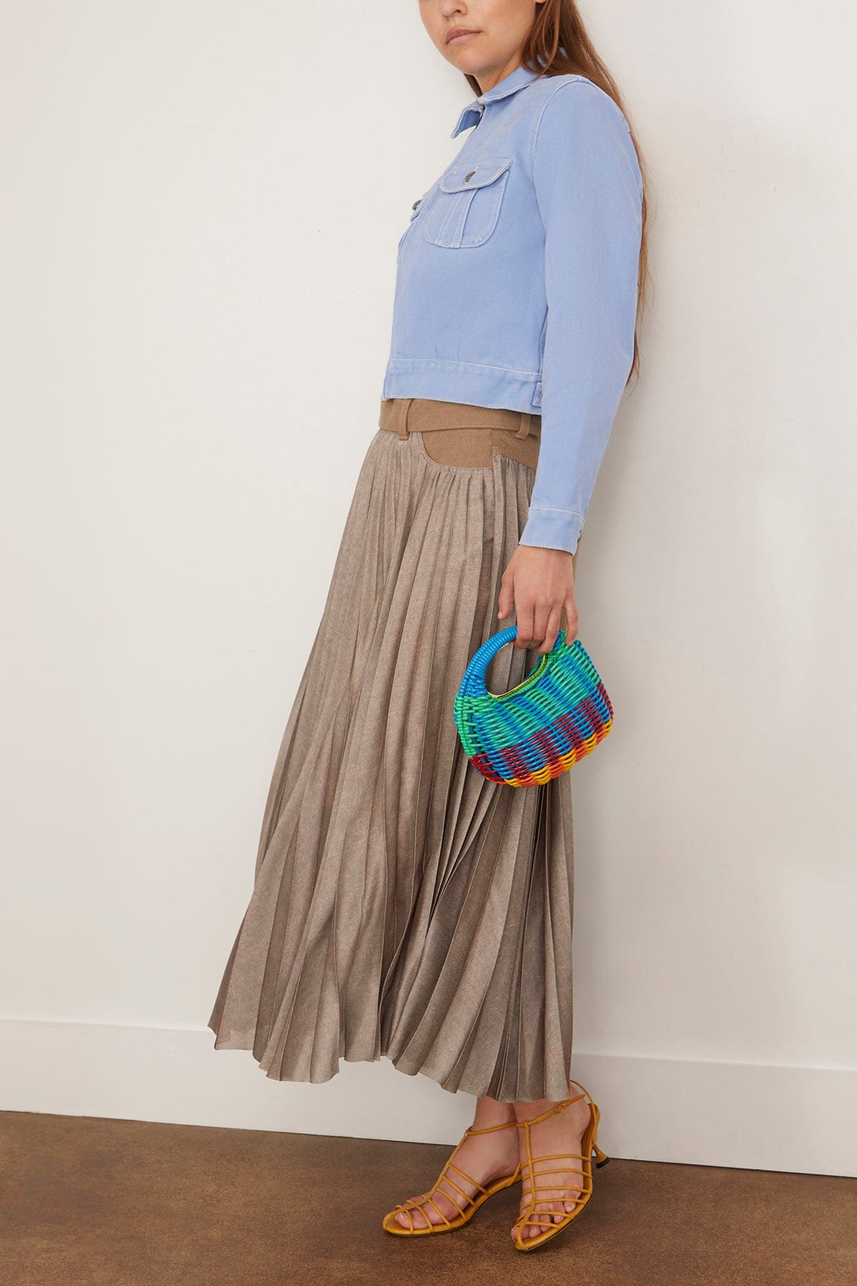 Denim Mix Skirt in Beige - 2