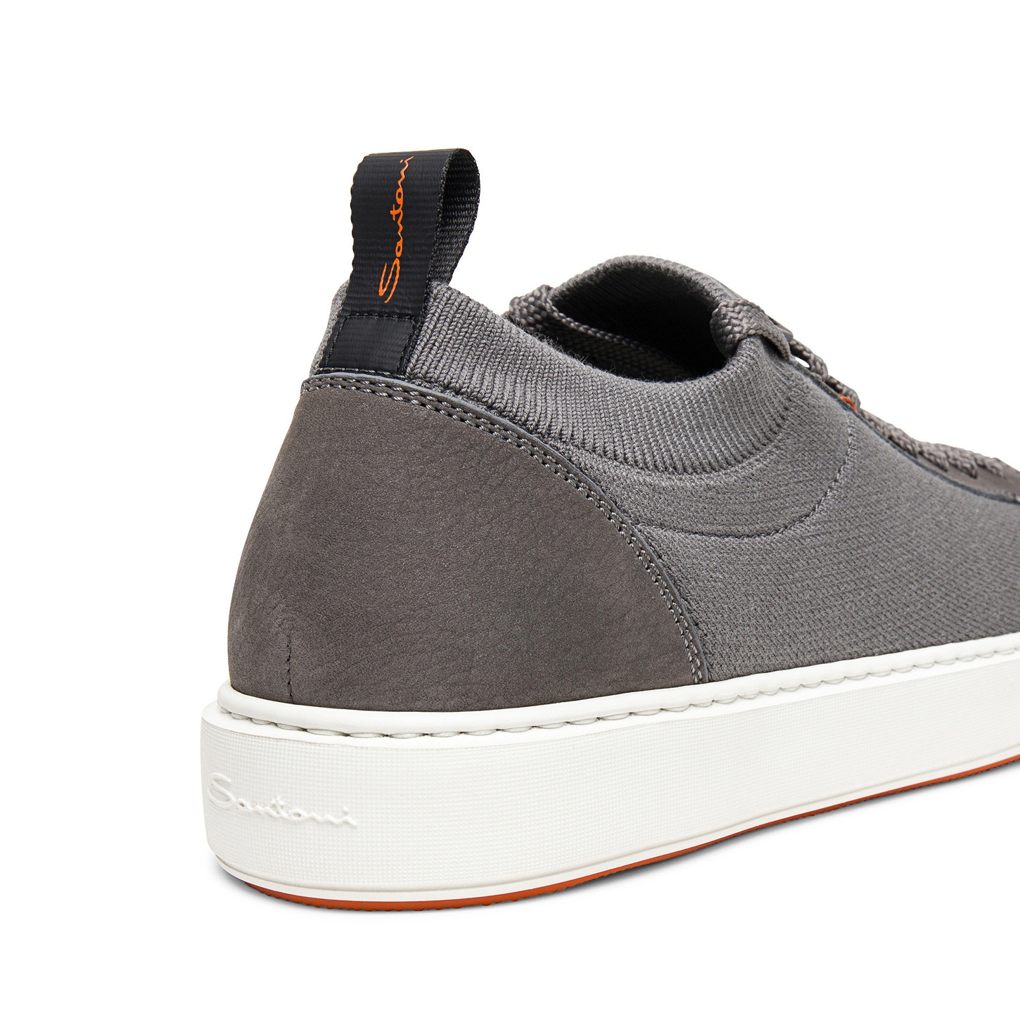 Men's grey nubuck and stretch knit sneaker - 5