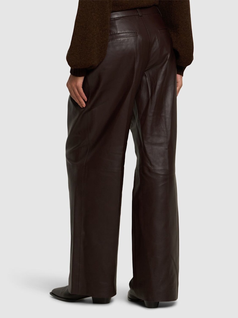 Illustration leather wide pants - 3