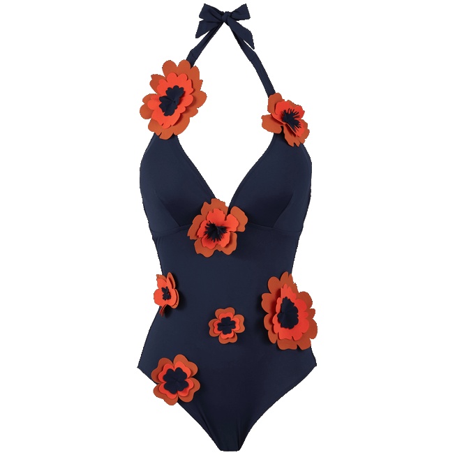 Women V-neckline One-piece Swimsuit Fleurs 3D - 1