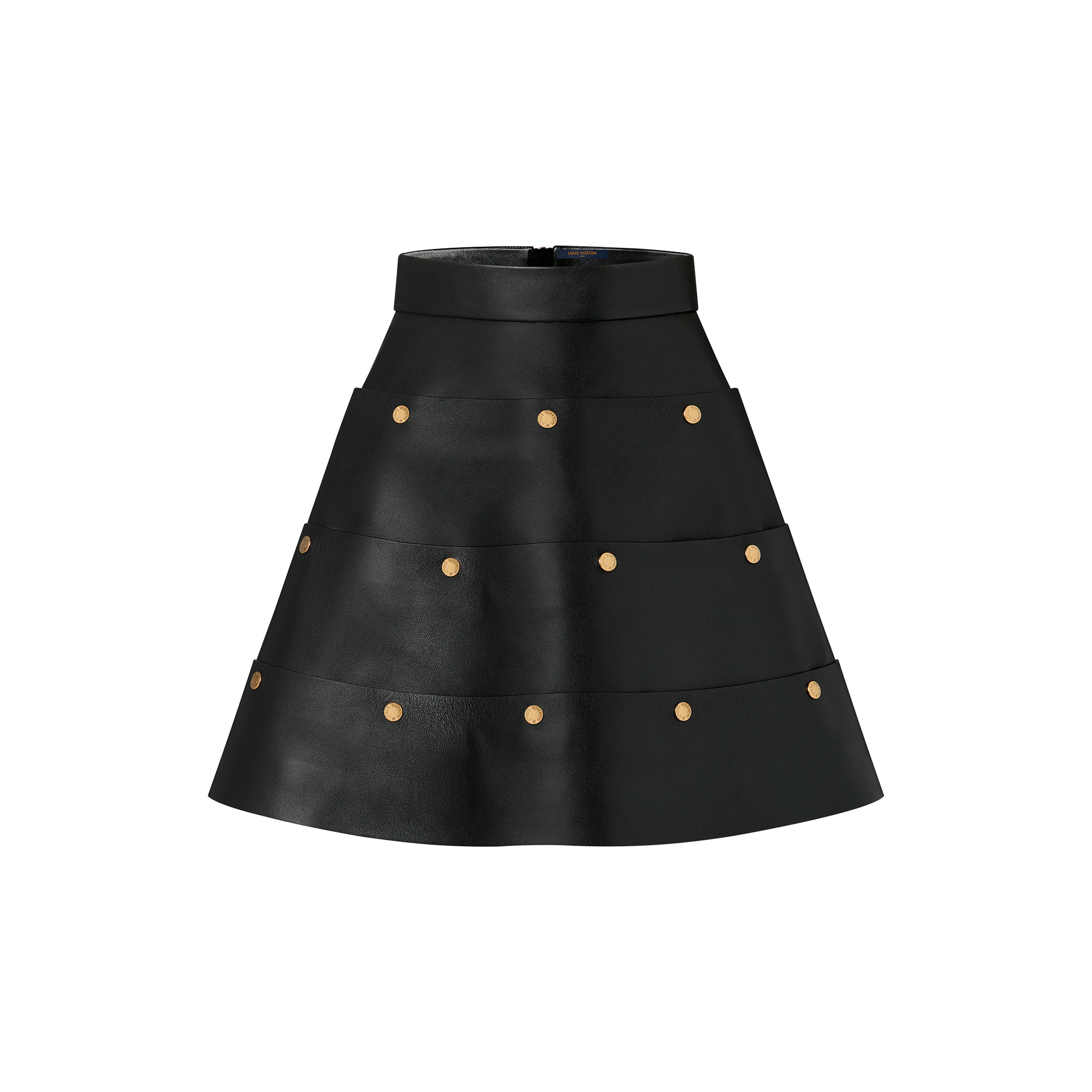 Tiered Snap Button Leather Skirt - 1