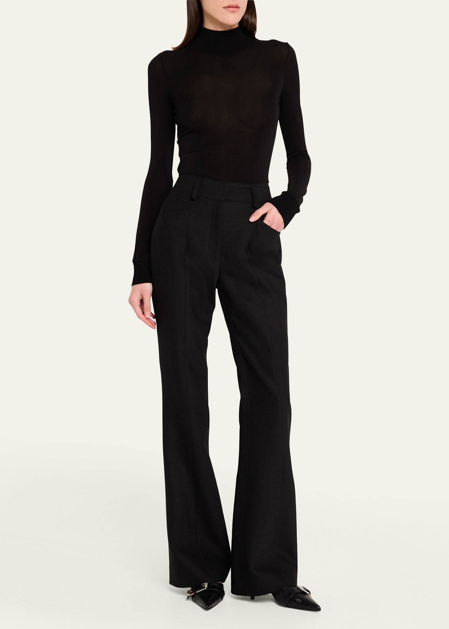 Re-Edition Mock-Neck Long-Sleeve Fitted Top - 2