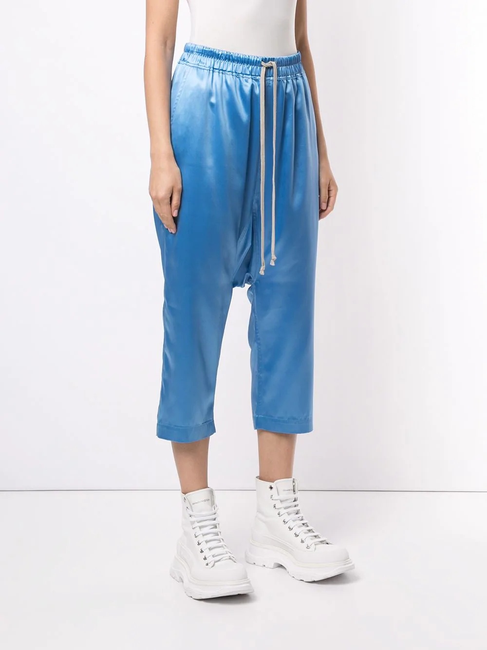 drop-crotch cropped trousers - 3