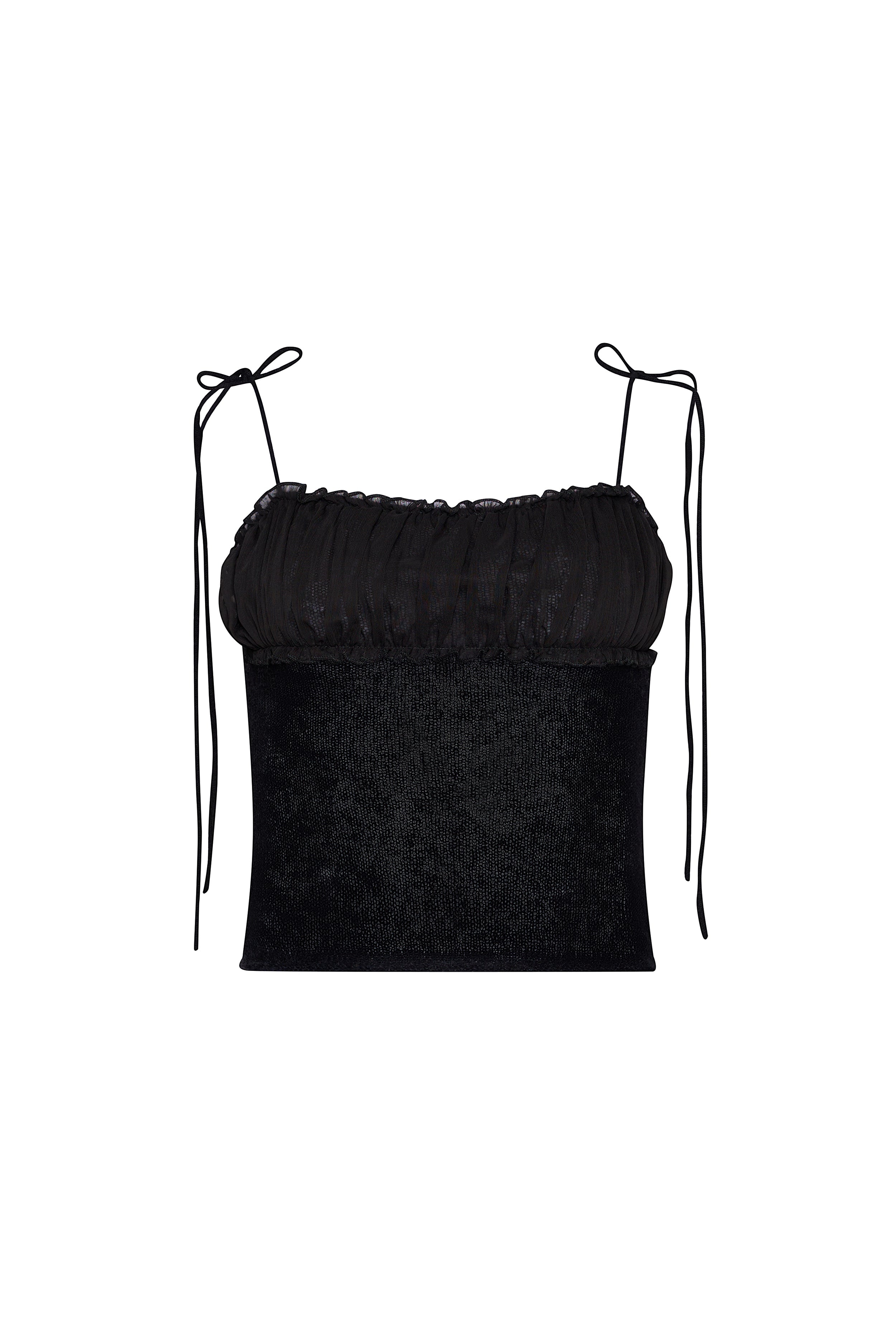 RUCHED CHIFFON KNIT TANK - 7