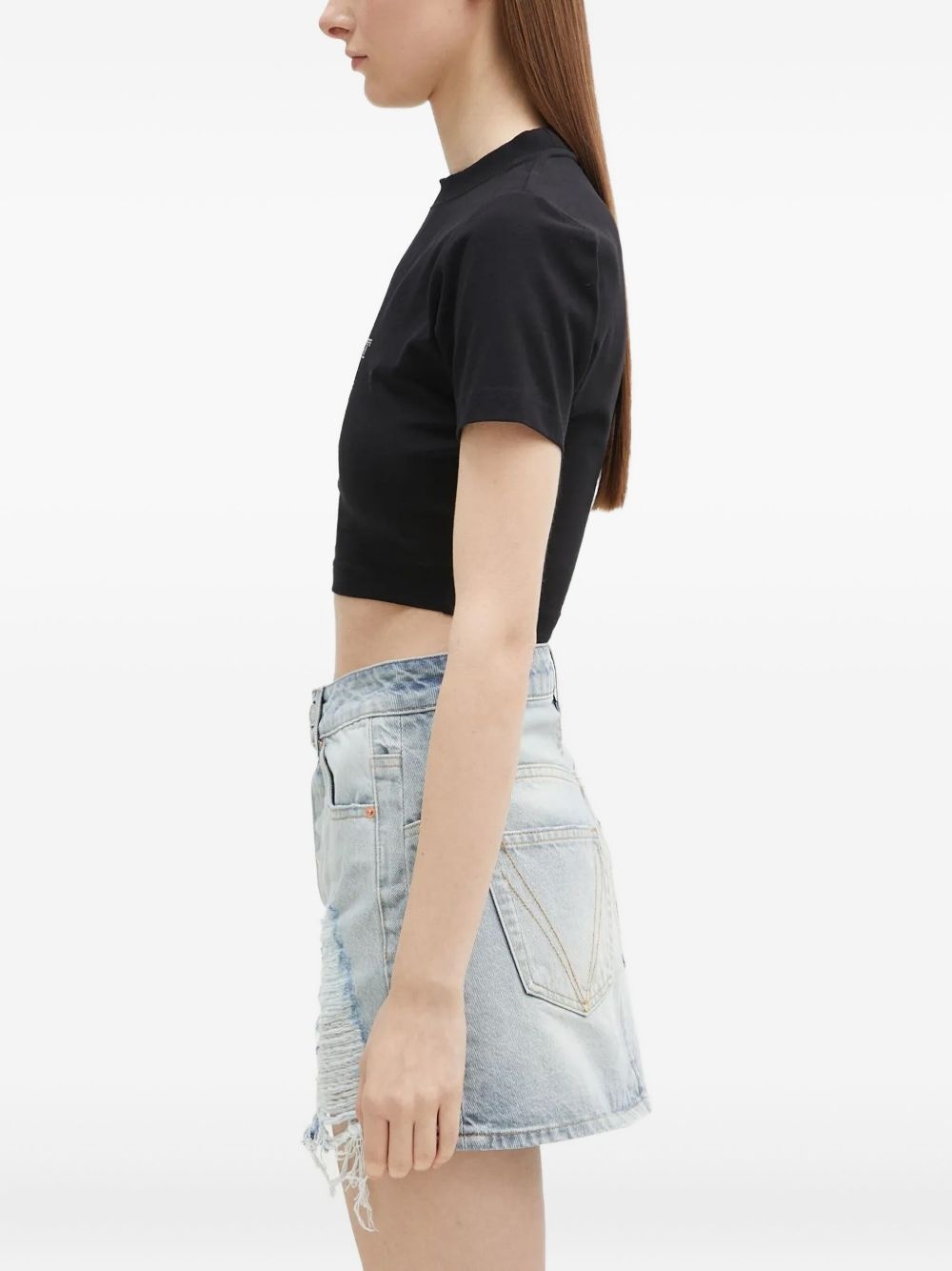 rhinestone-embellished cropped T-shirt - 3