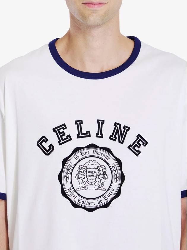 CELINE Blason Loose Cotton Jersey Short Sleeve T-Shirt Off