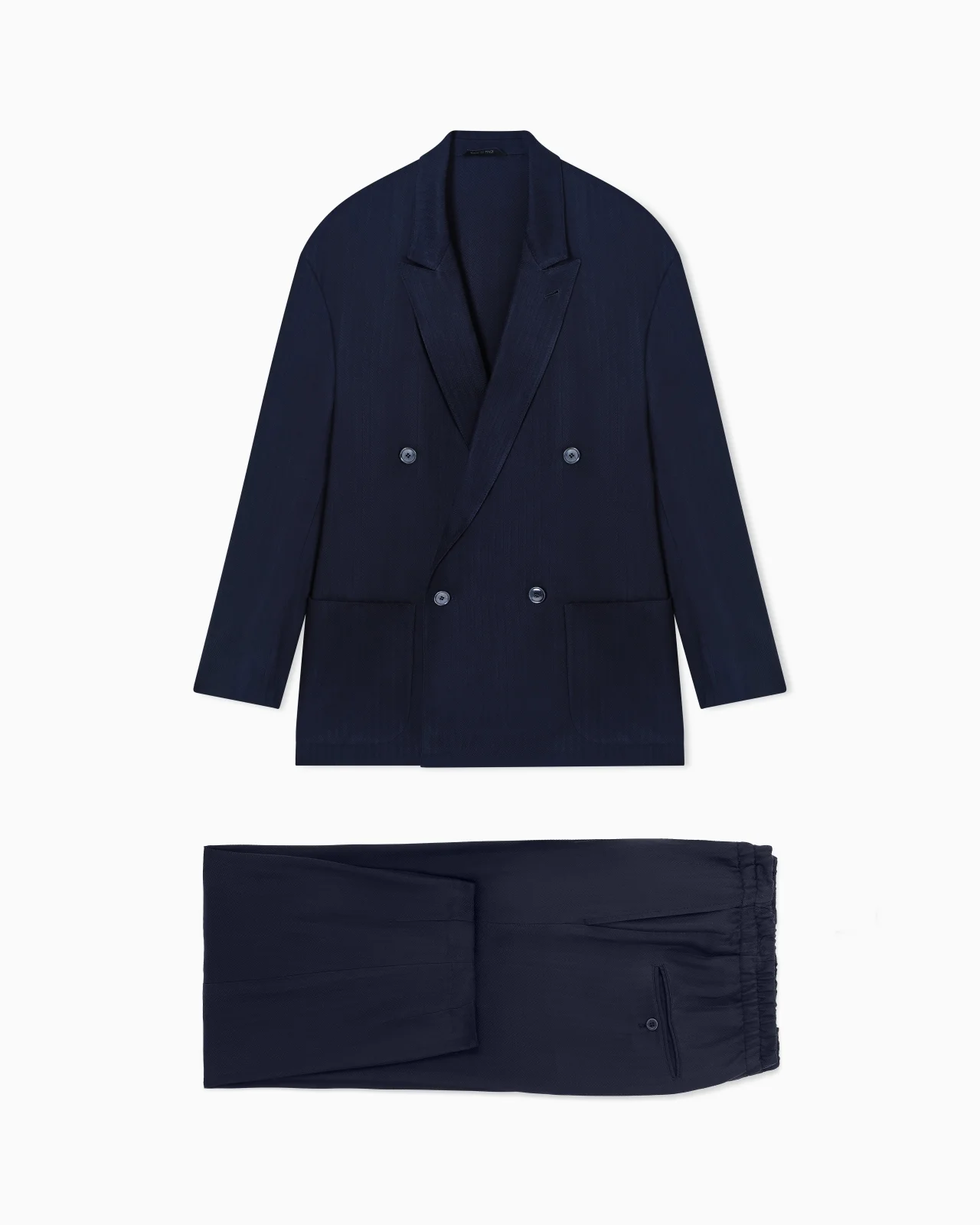 CUPRO CHEVRON DOUBLE-BREASTED SUIT - 1