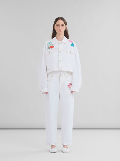 Marni WHITE DENIM JACKET WITH FLOWER PATCHES outlook