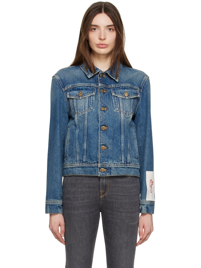 Blue Distressed Denim Jacket - 1