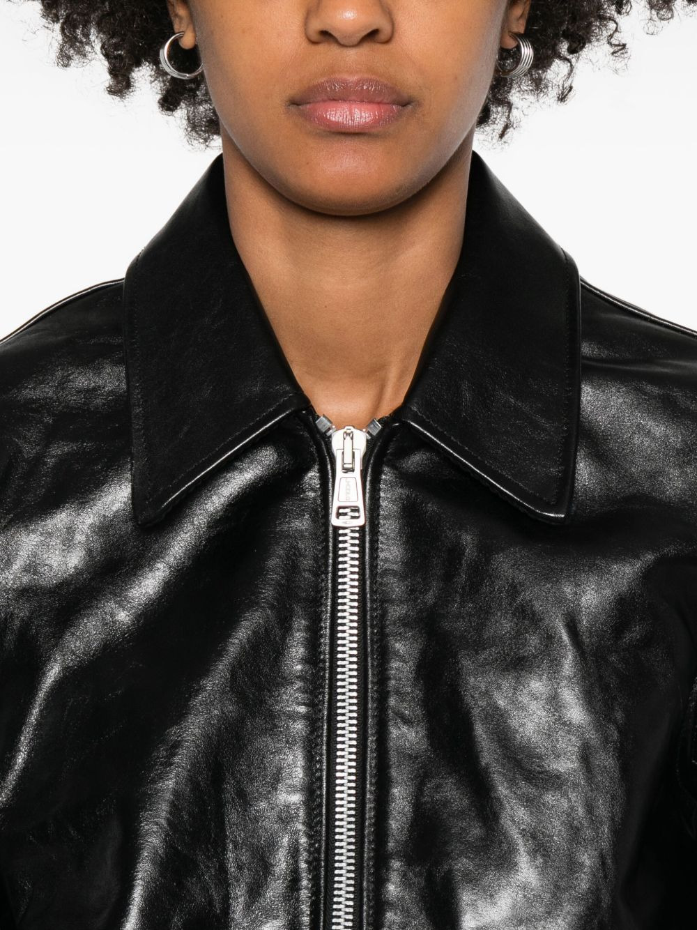 leather zip-front jacket - 5