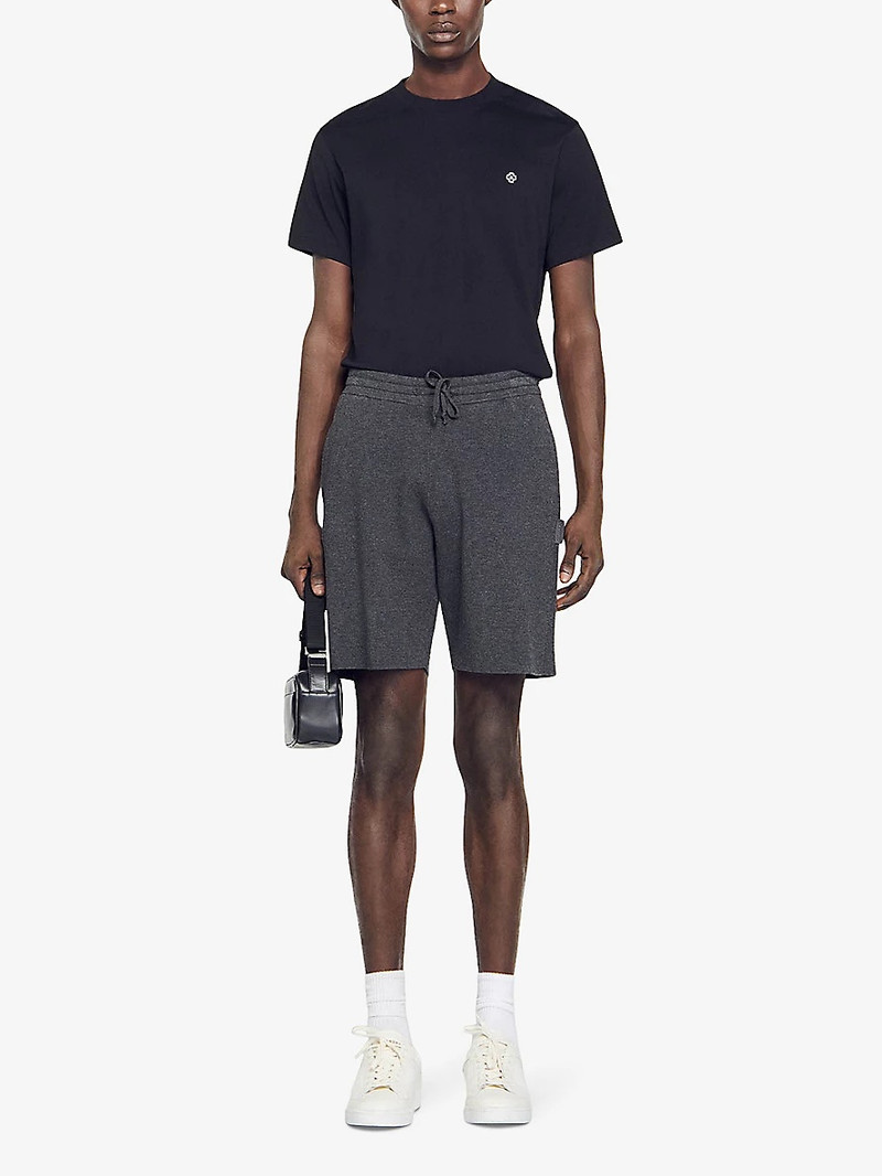 Sandro Brand-tab elasticated-waist stretch-knit shorts outlook