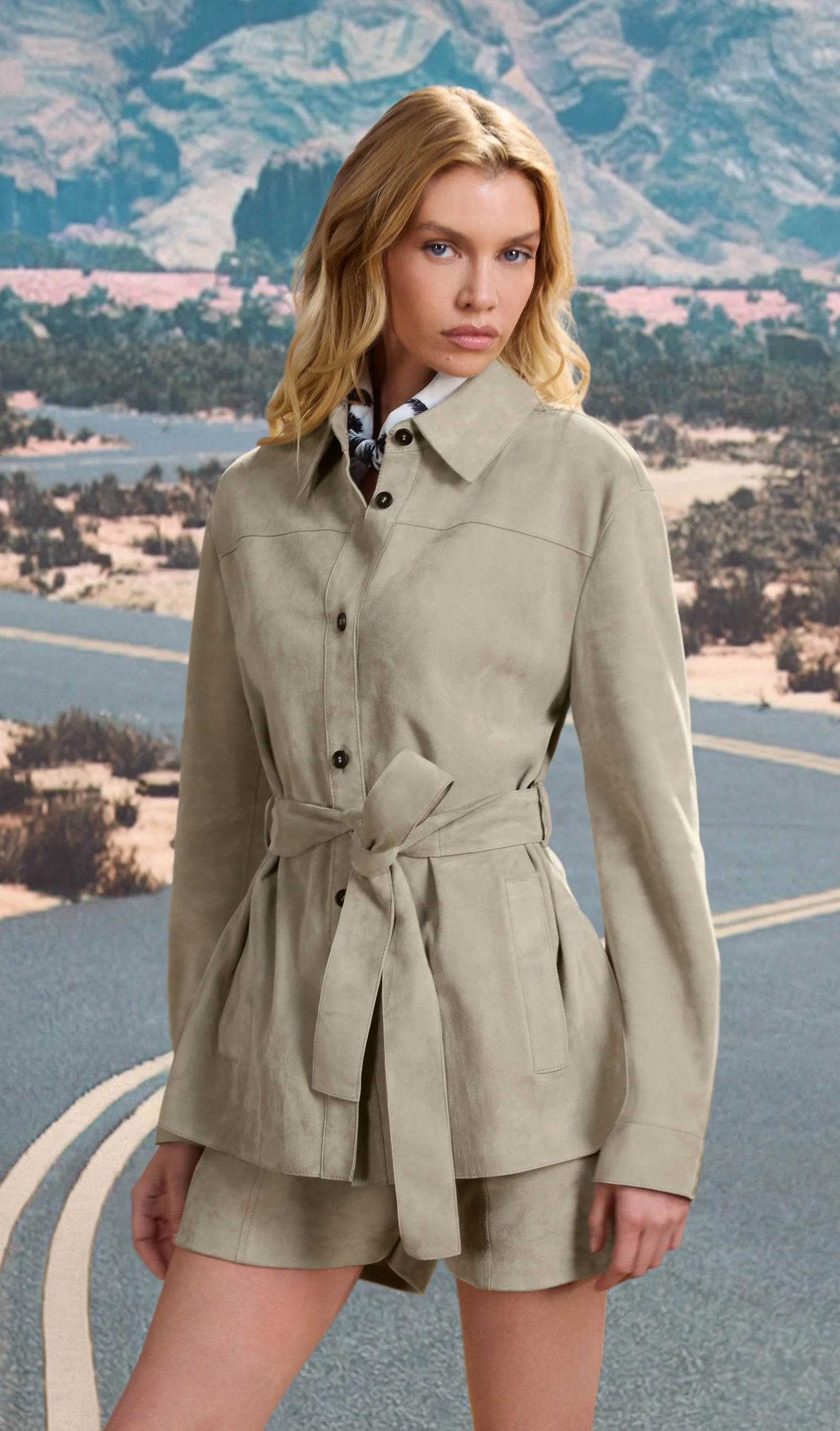 AZALIA-SU Belted Suede Shirt Jacket - 1