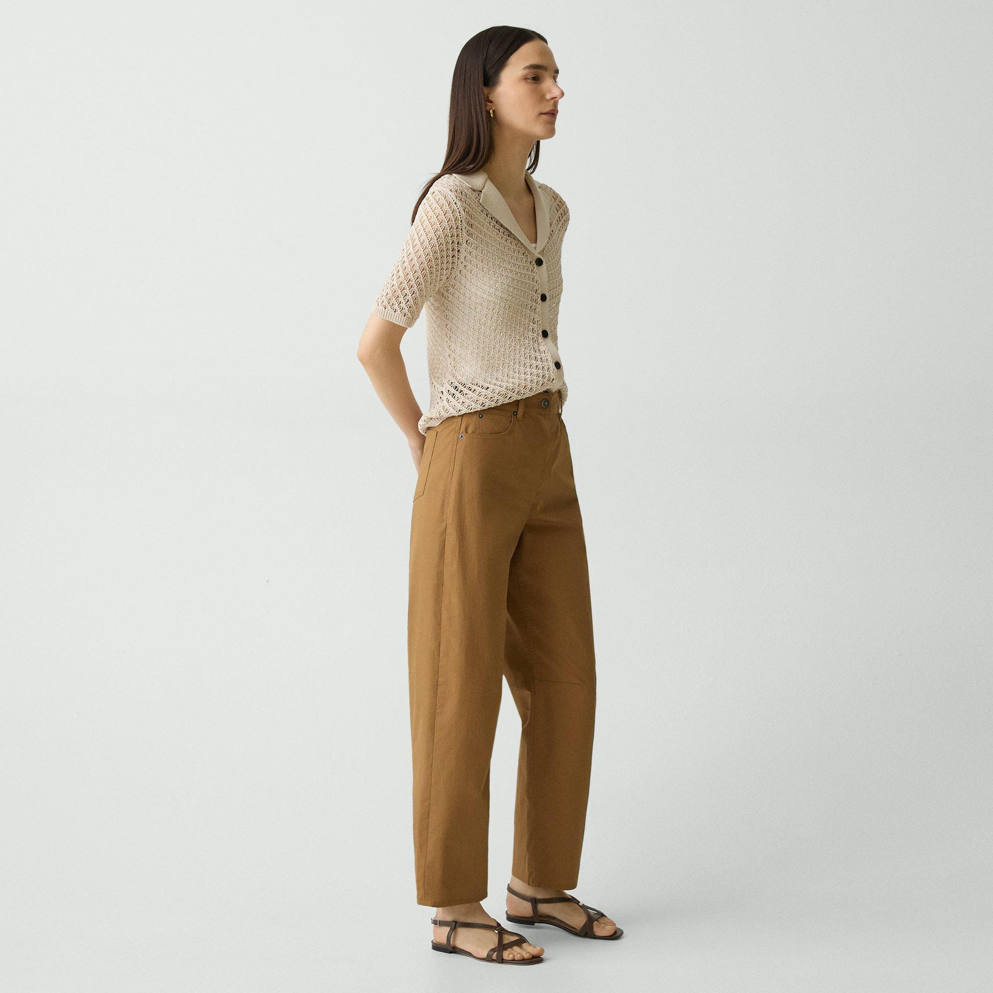 Cropped Barrel Pant in Cotton Twill - 3