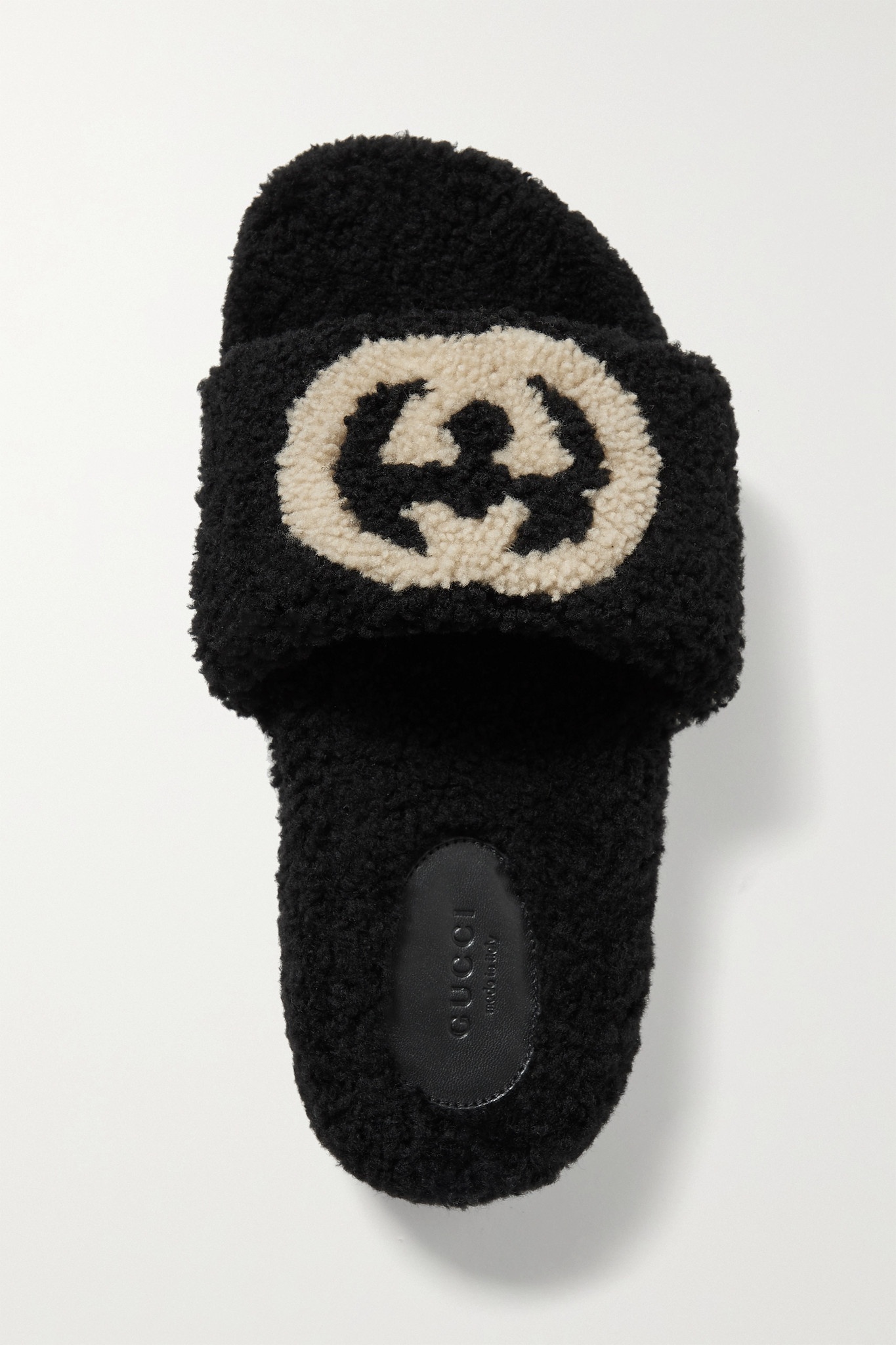 Eileen logo-print shearling slides - 5