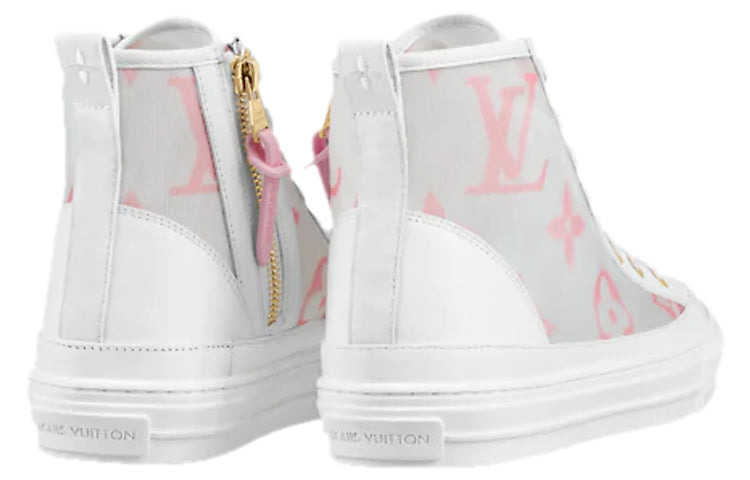 (WMNS) LOUIS VUITTON Stellar Zip Up Ankle Sneakers 'White Grey with Pink Monogram' 1A87DM - 3
