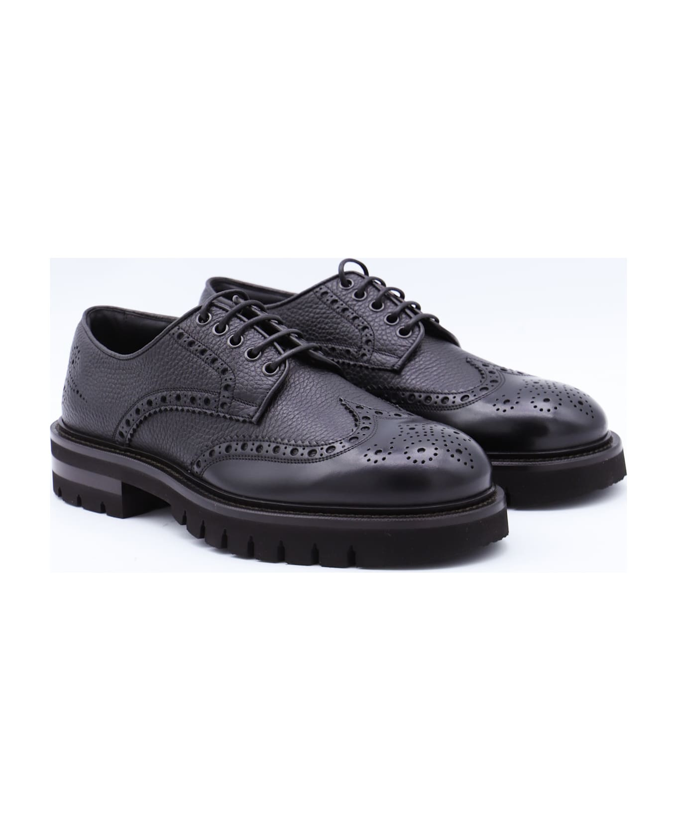 Black Leather Aspen Lace Up Shoes - 2