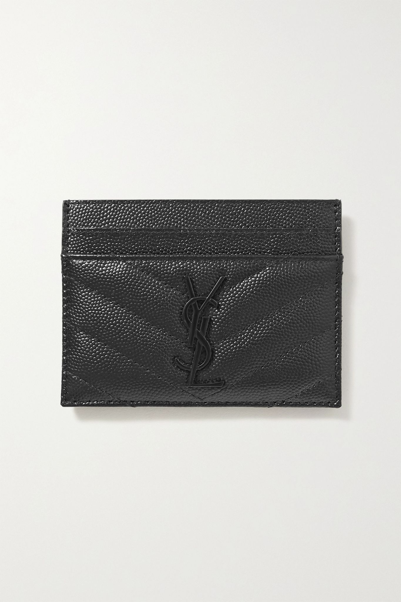 Monogramme quilted textured-leather cardholder - 1