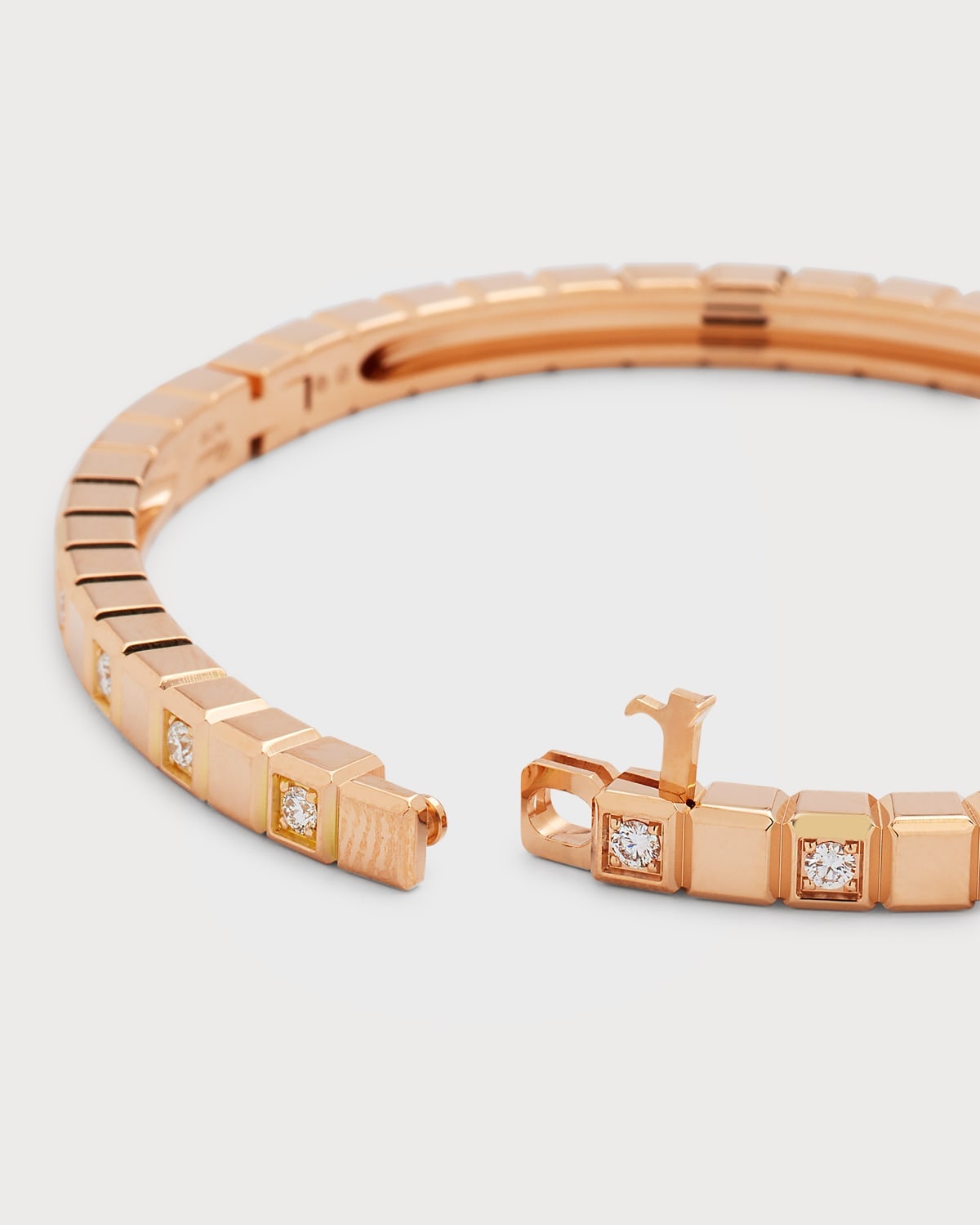 Ice Cube 18K Rose Gold Alternating Diamond Bracelet, Size Medium - 5