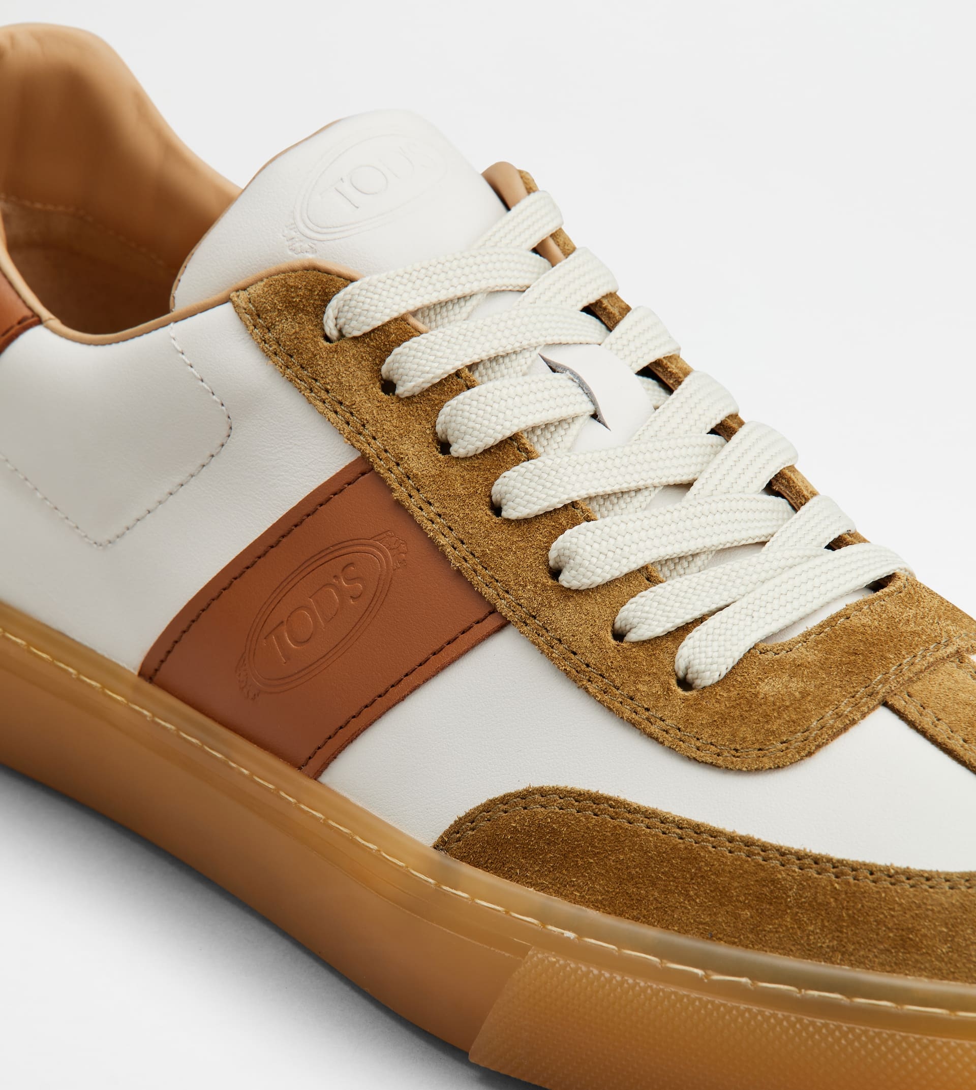 SNEAKERS IN LEATHER - WHITE, BROWN, PINK - 5