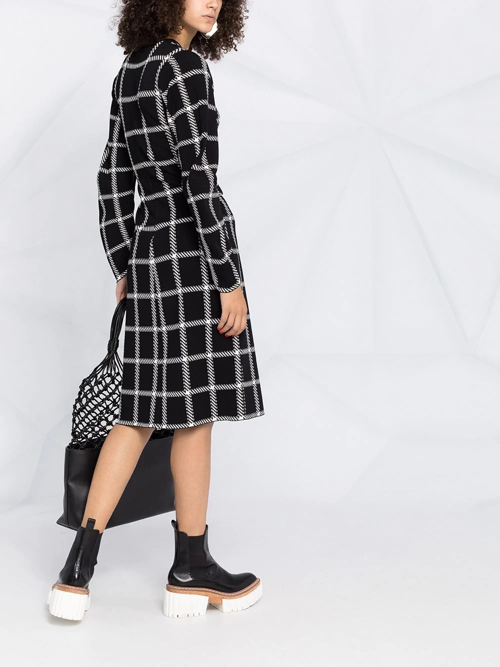 checked ruched midi dress - 4