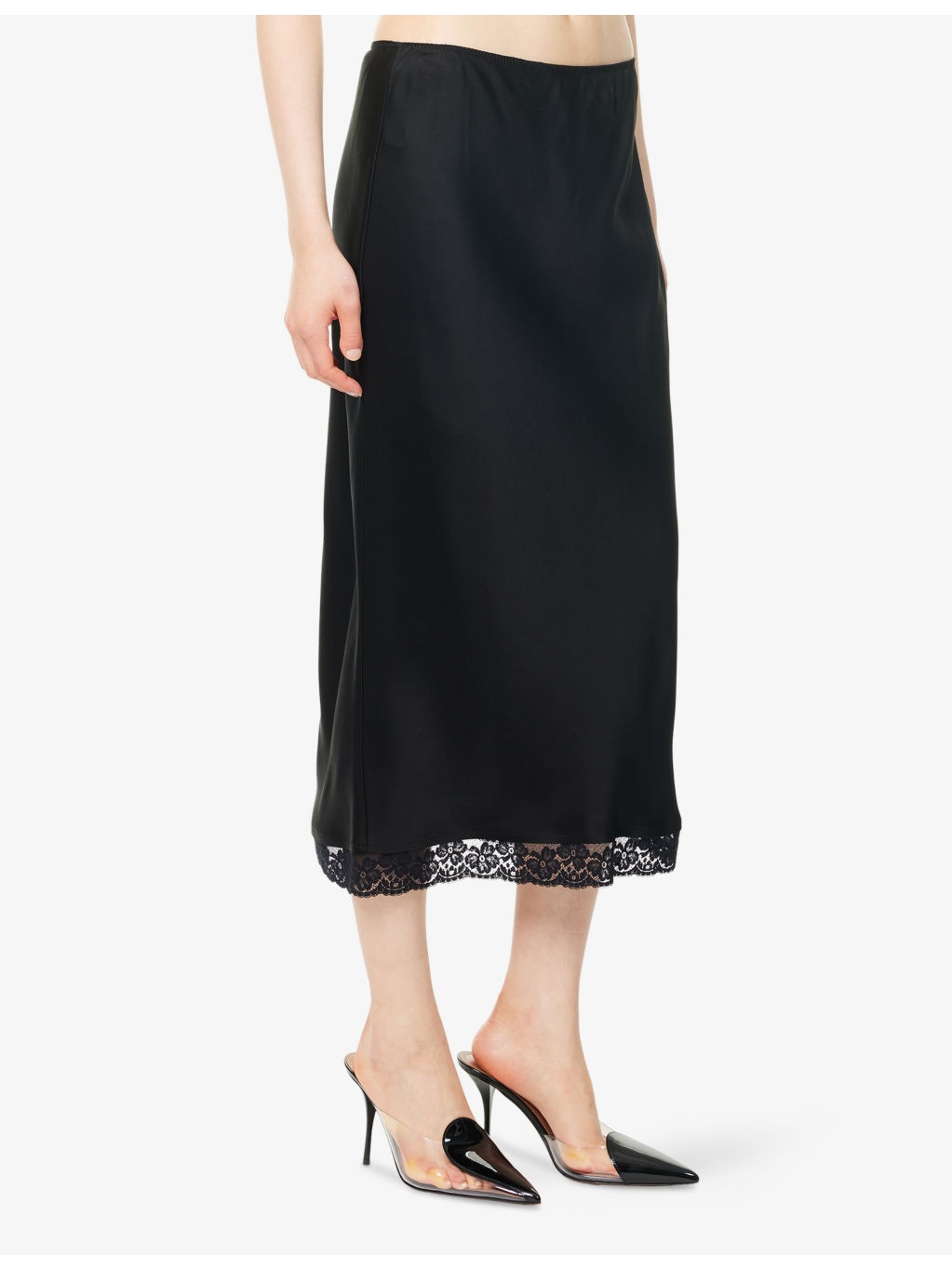 Lace High-Waist Woven Midi Skirt - 3