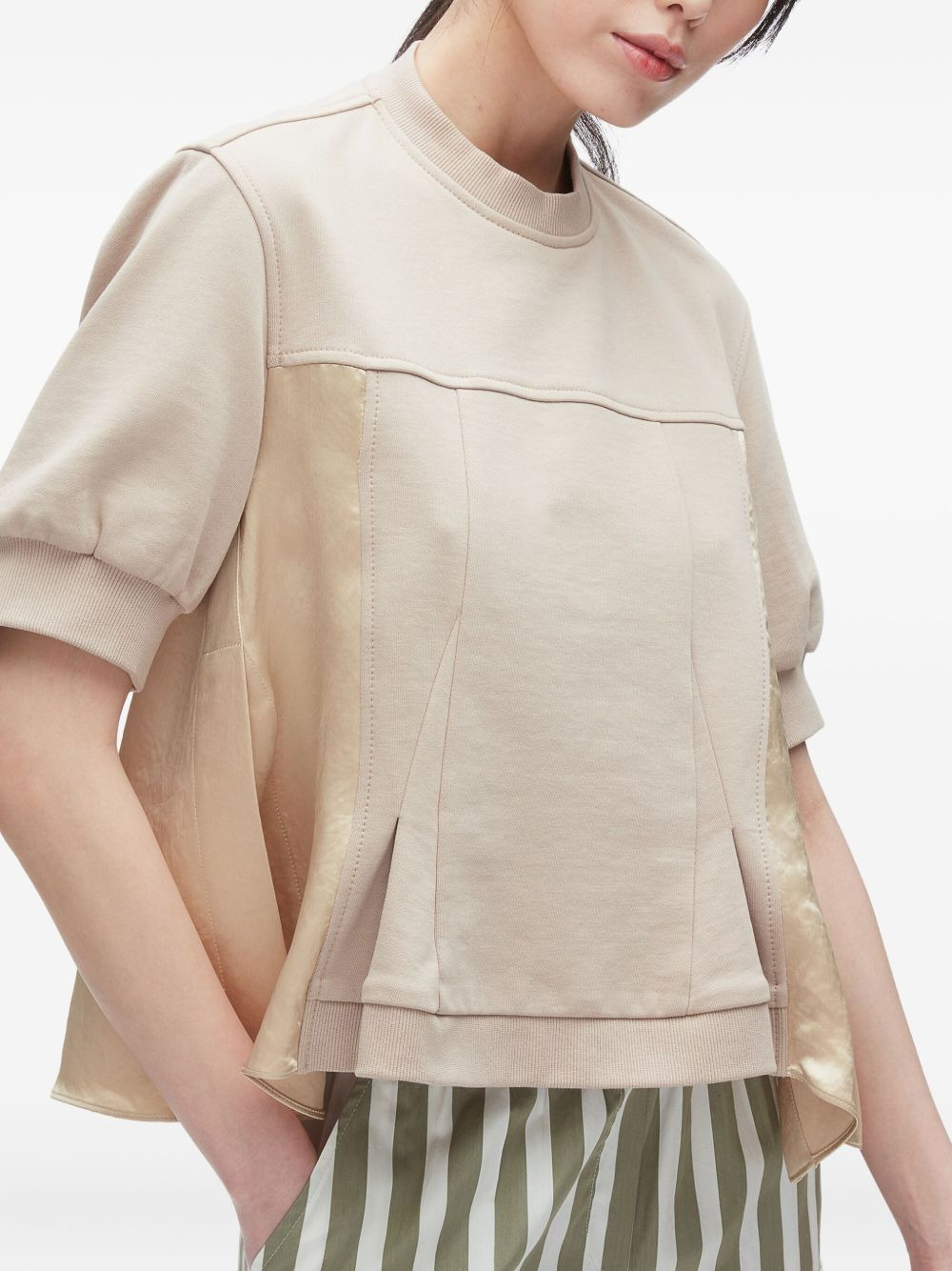 panelled cotton T-shirt - 4
