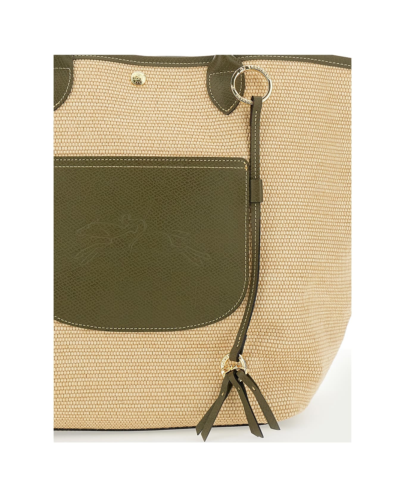 'le Panier Pliage L' Green Handbag With Logo Embossed On The Front In Mixed Fabric And Leather Woman - 3