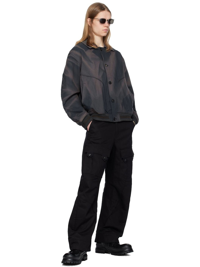 JiyongKim Navy Sun-Bleached Ribbed Blouson Denim Jacket outlook