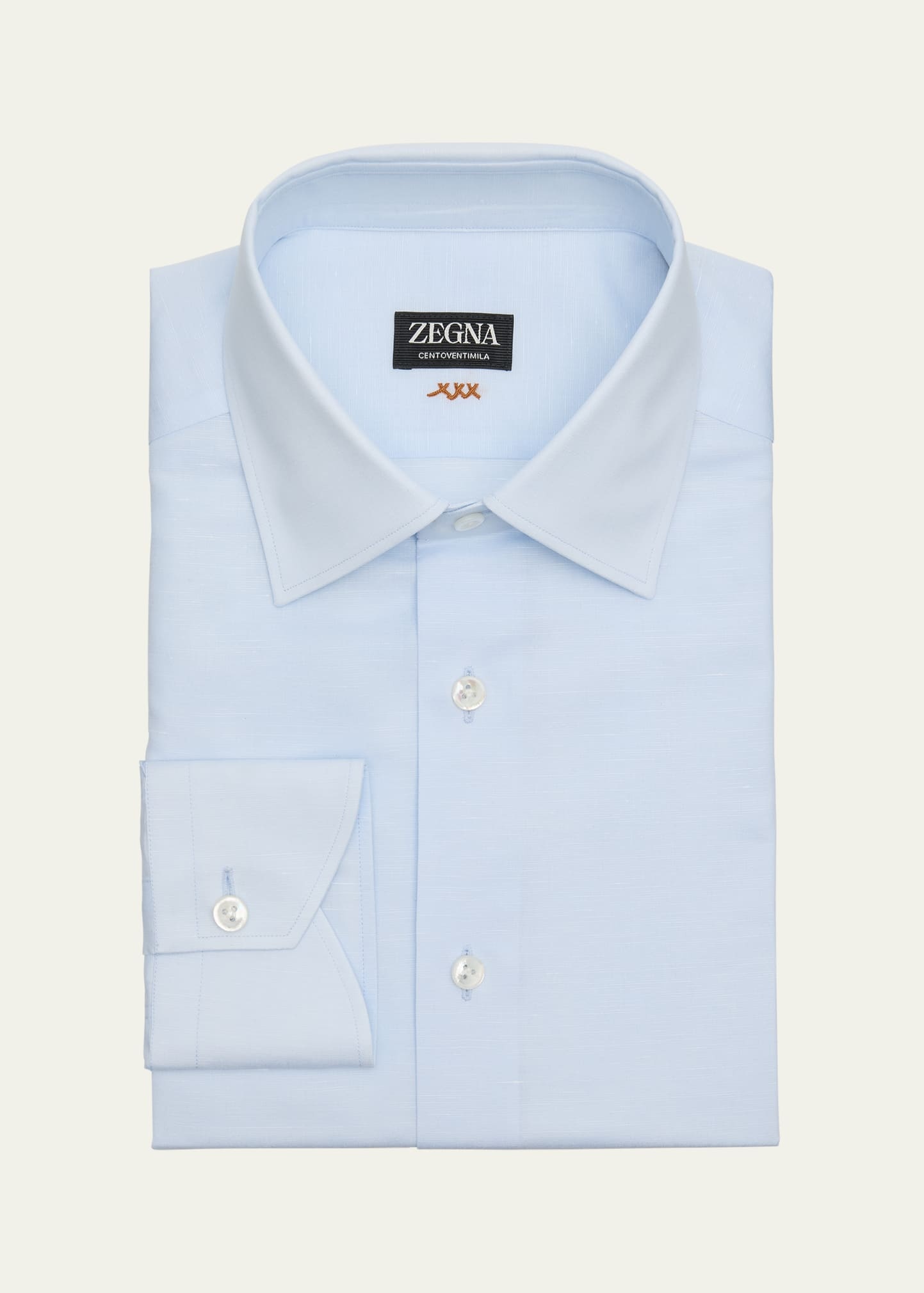 Men's Centoventimila Cotton and Linen Dress Shirt - 1
