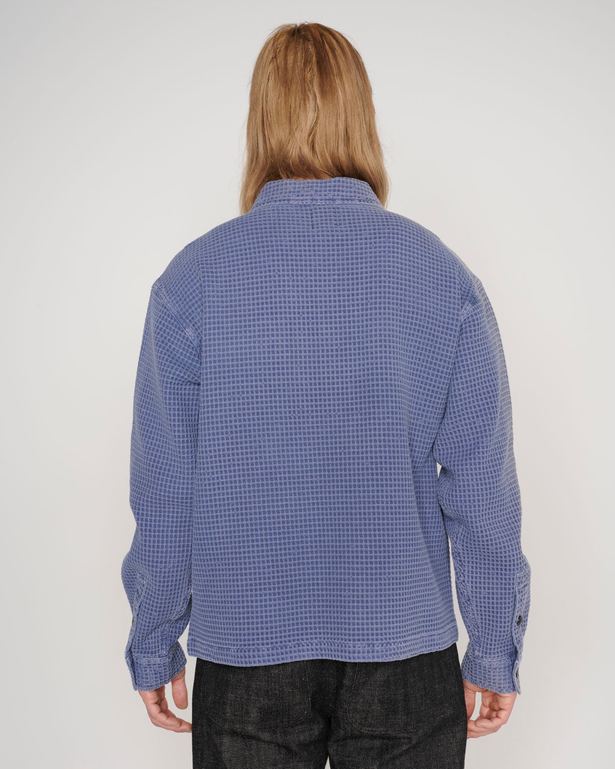 Waffle Button Front Shirt - Blueberry - 3