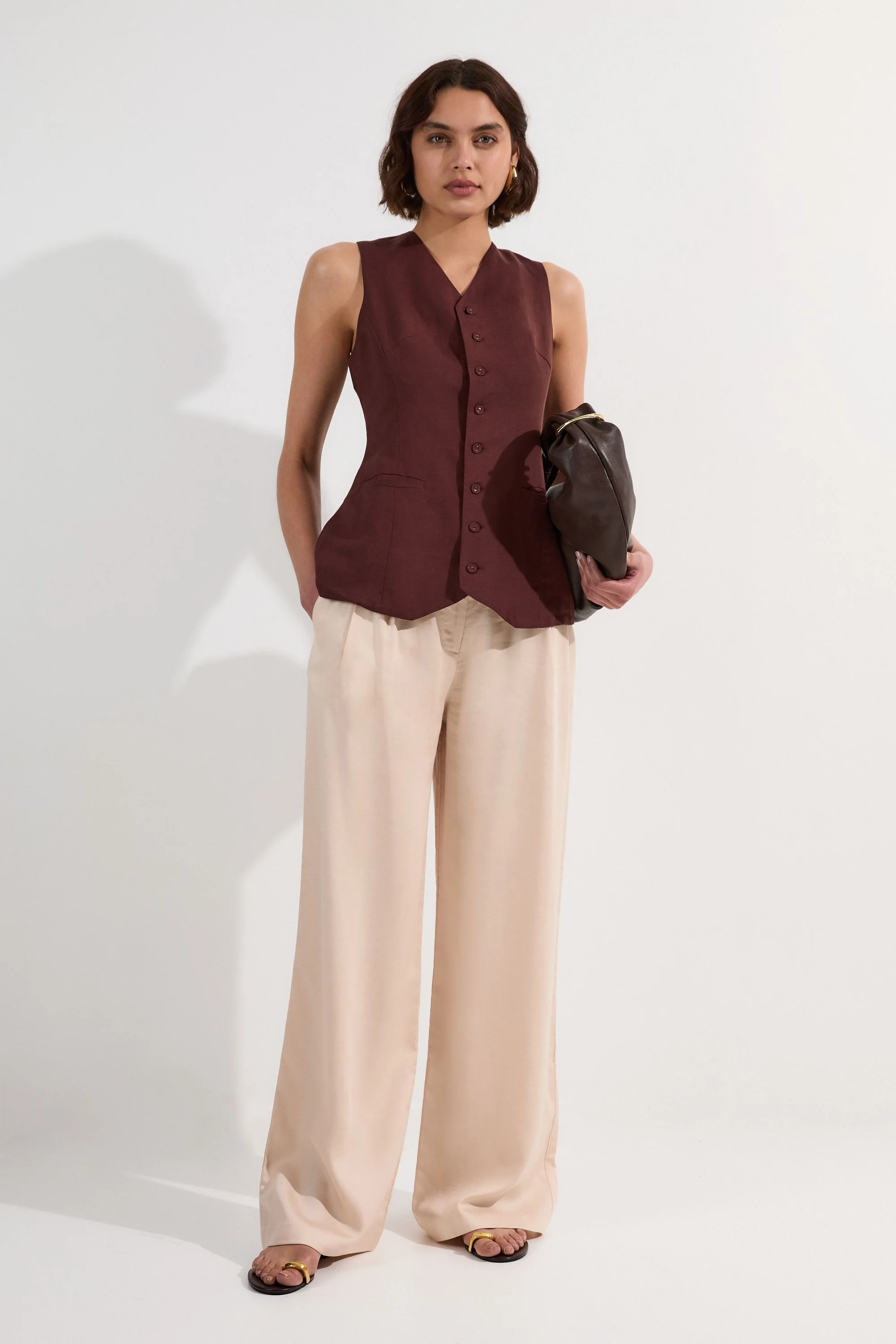 Premium Linen Wide Leg Tailored Trouser - 1