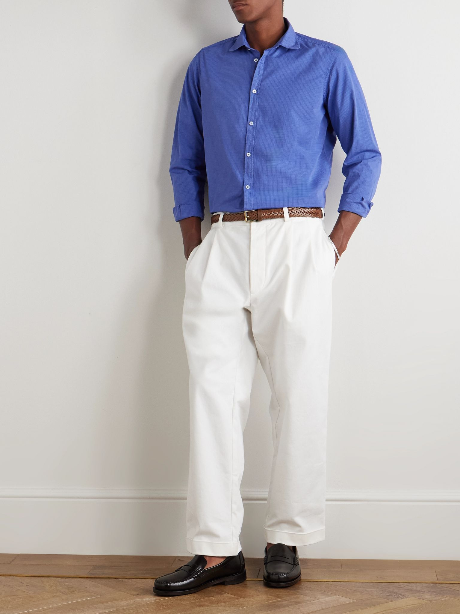 Canary Slim-Fit Checked Cotton-Poplin Shirt Blue - 2