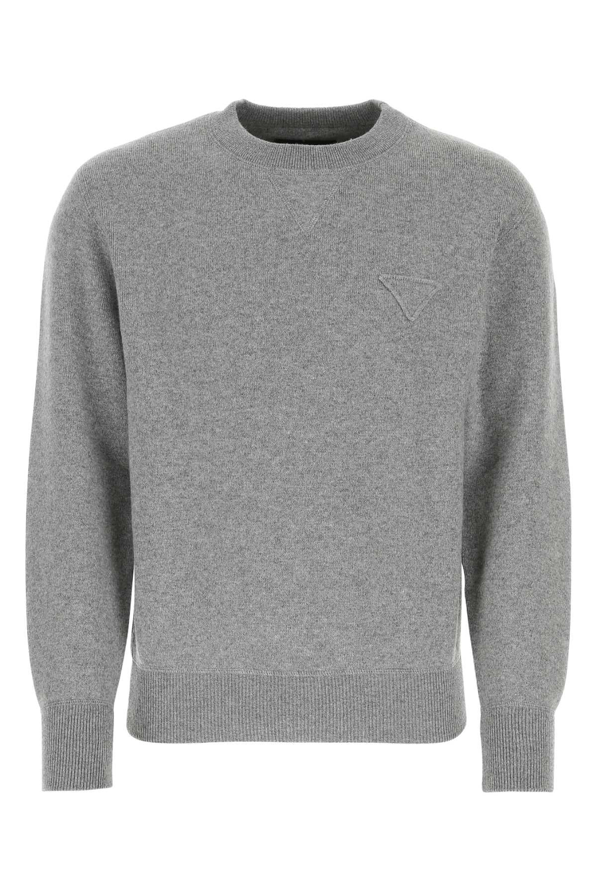 Prada Men Melange Grey Stretch Cashmere Blend Sweater - 1