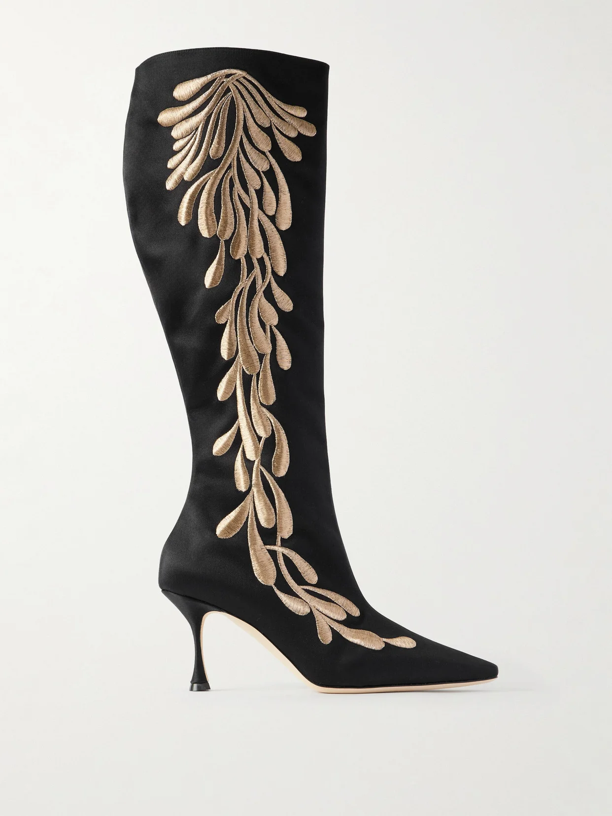 Menki 70 Embroidered Satin Knee Boots - 1