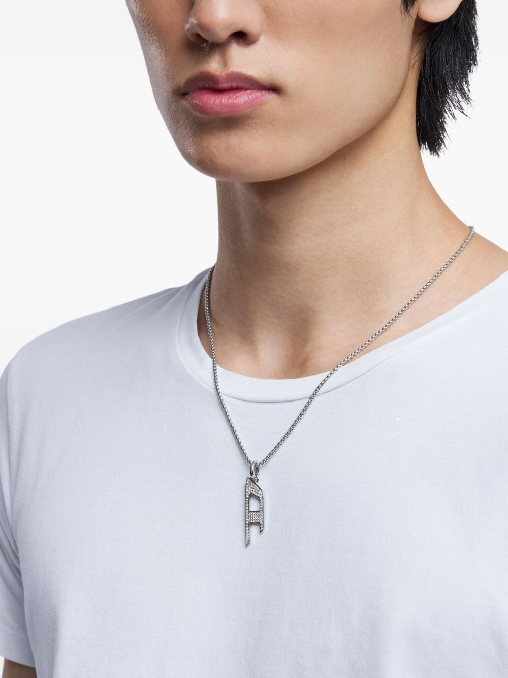 steel crystal-pavé necklace - 2