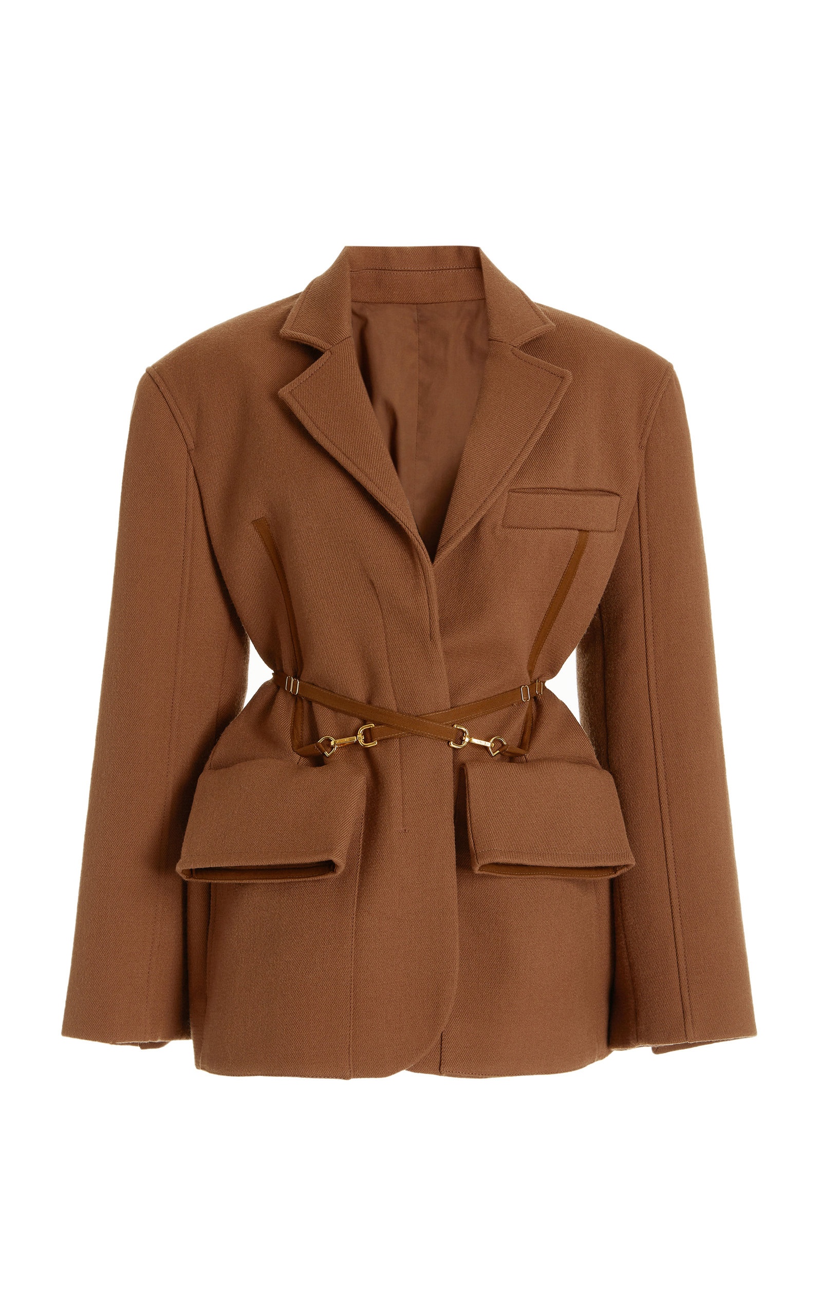 Le Soco Belted Wool Jacket brown - 1