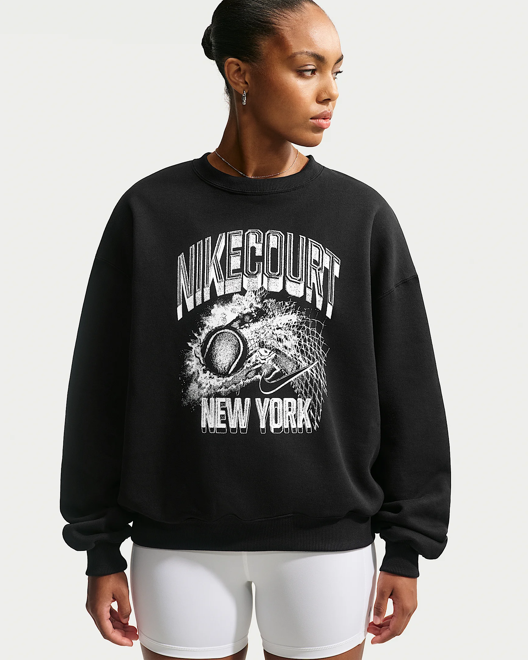 Nike Studio Fleece Medium Weight Women's Oversized Graphic Crew - 1