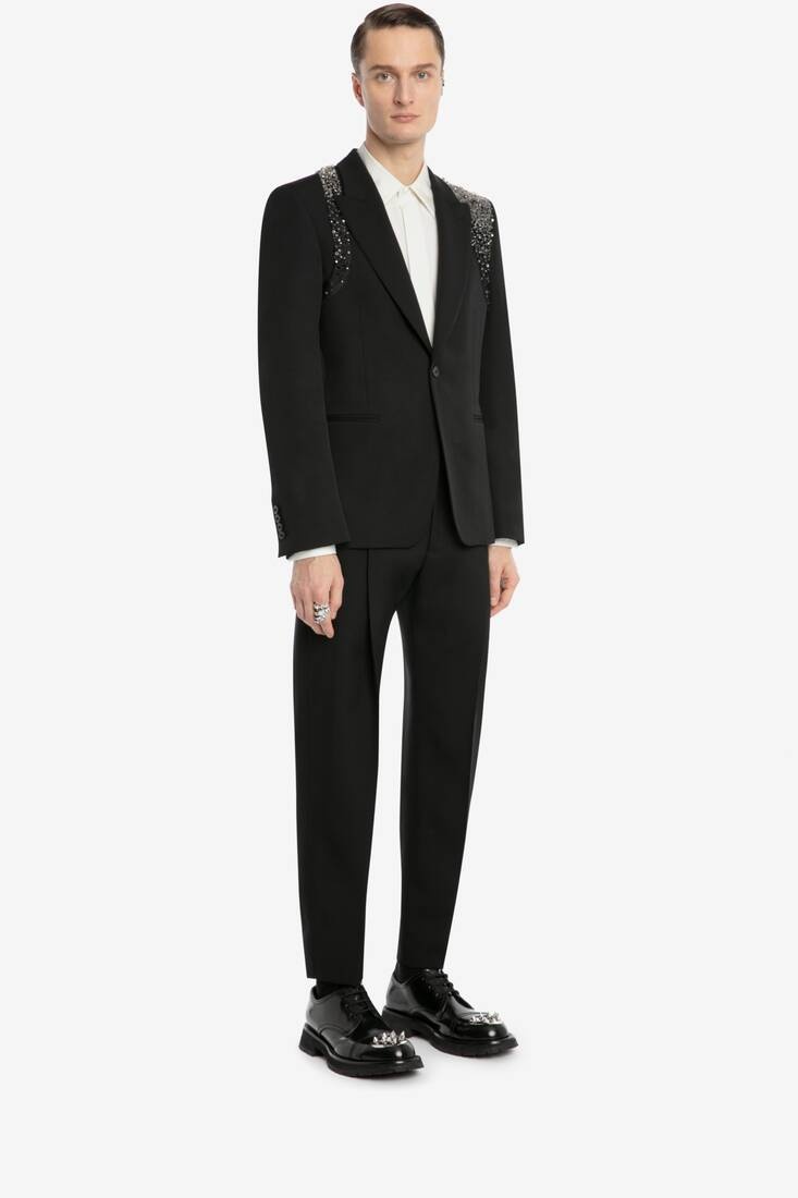 Embellished Harness Jacket in Black - 3