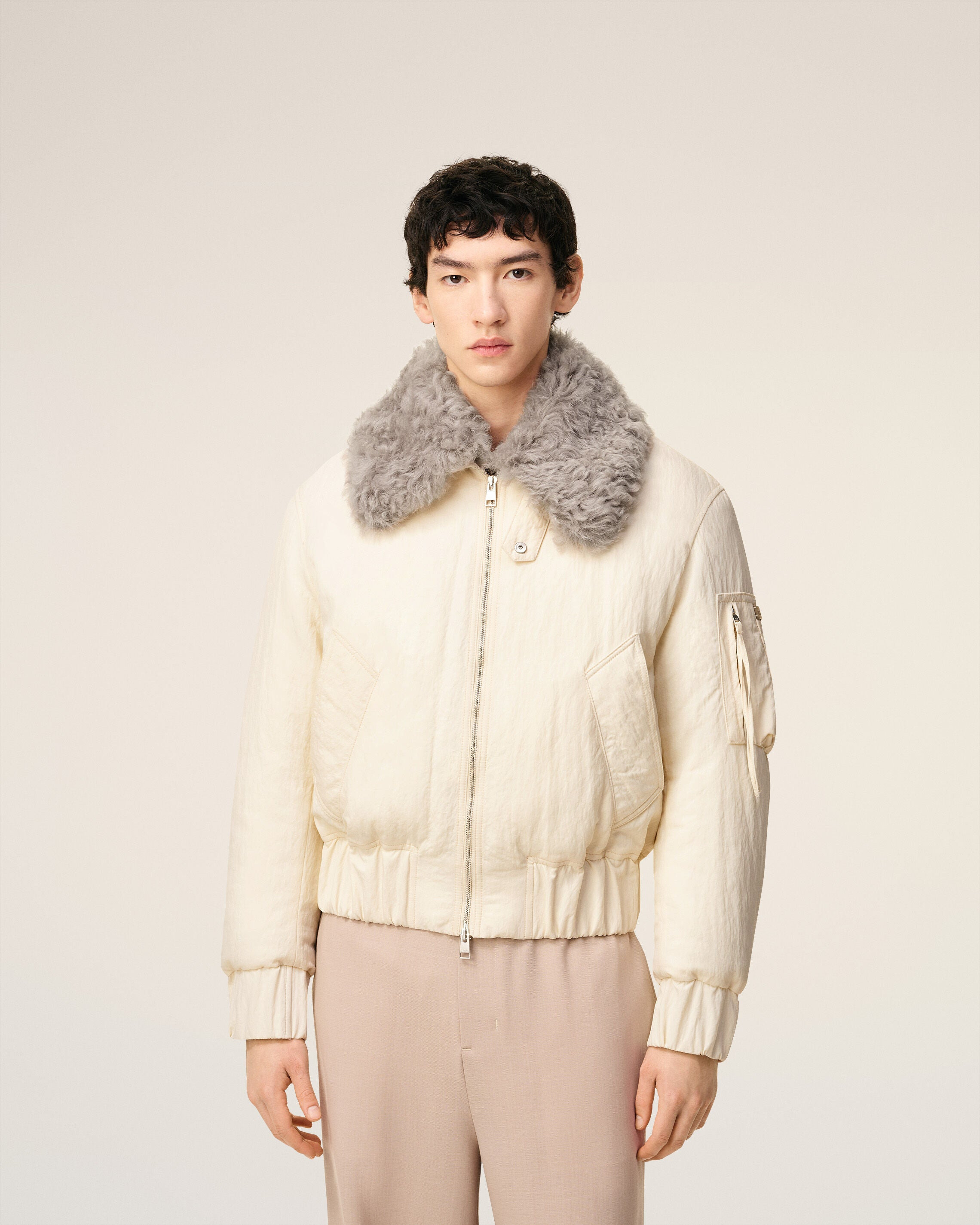 WHITE NYLON PADDED BOMBER - 2