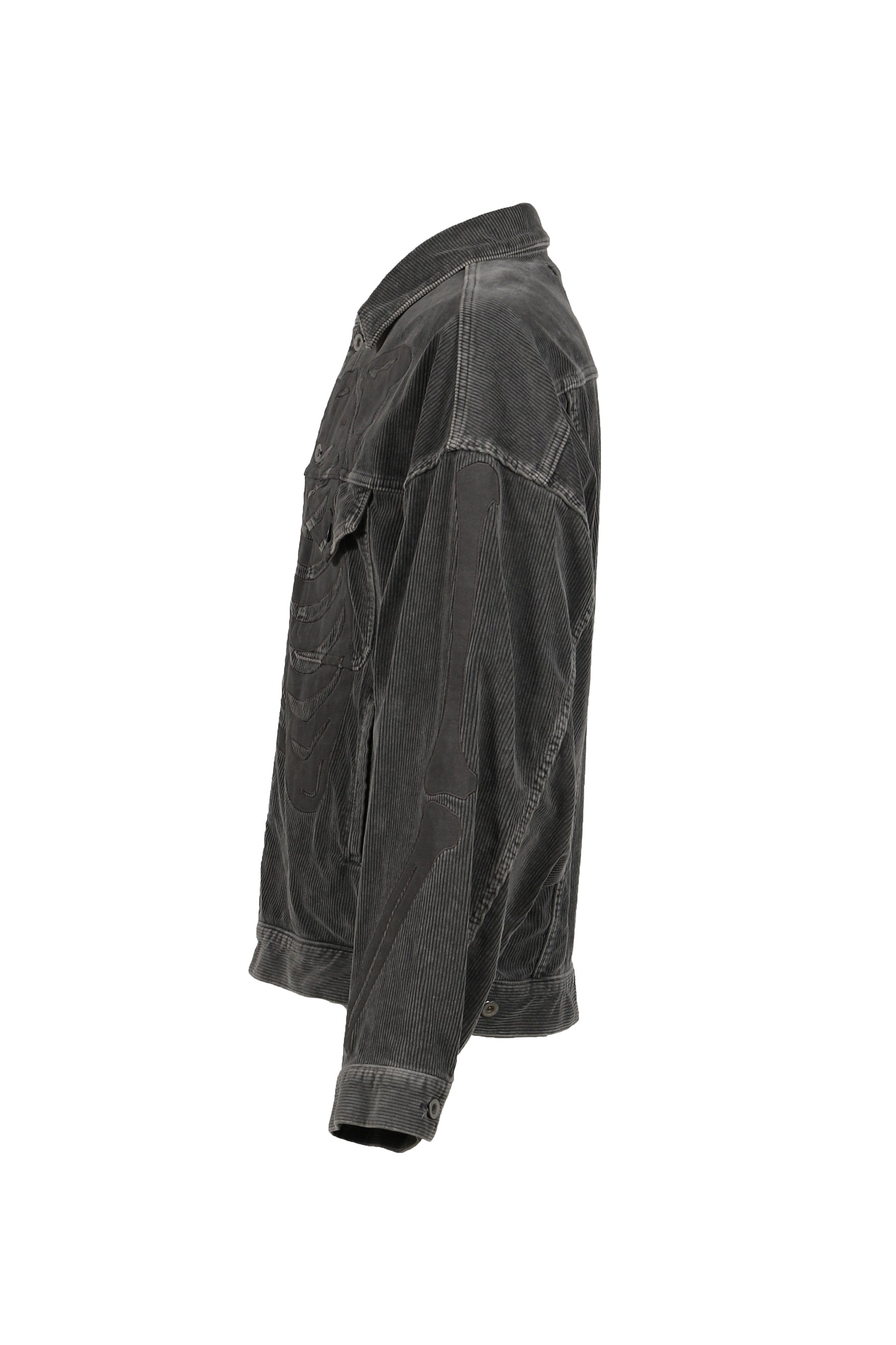 BONE APPLIQUE CORDUROY JACKET / GRY - 7