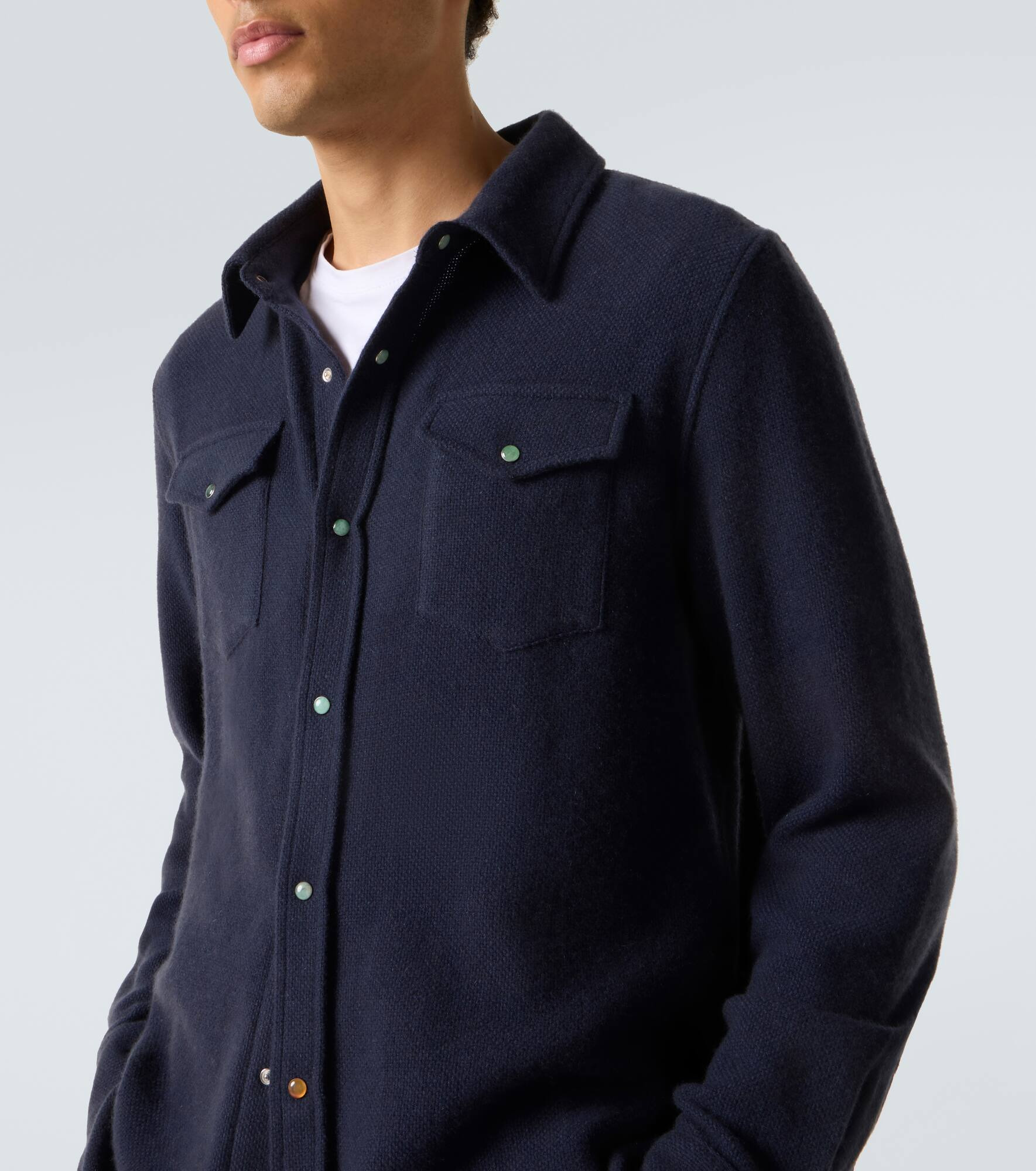 Cashmere shirt with emerald - 5