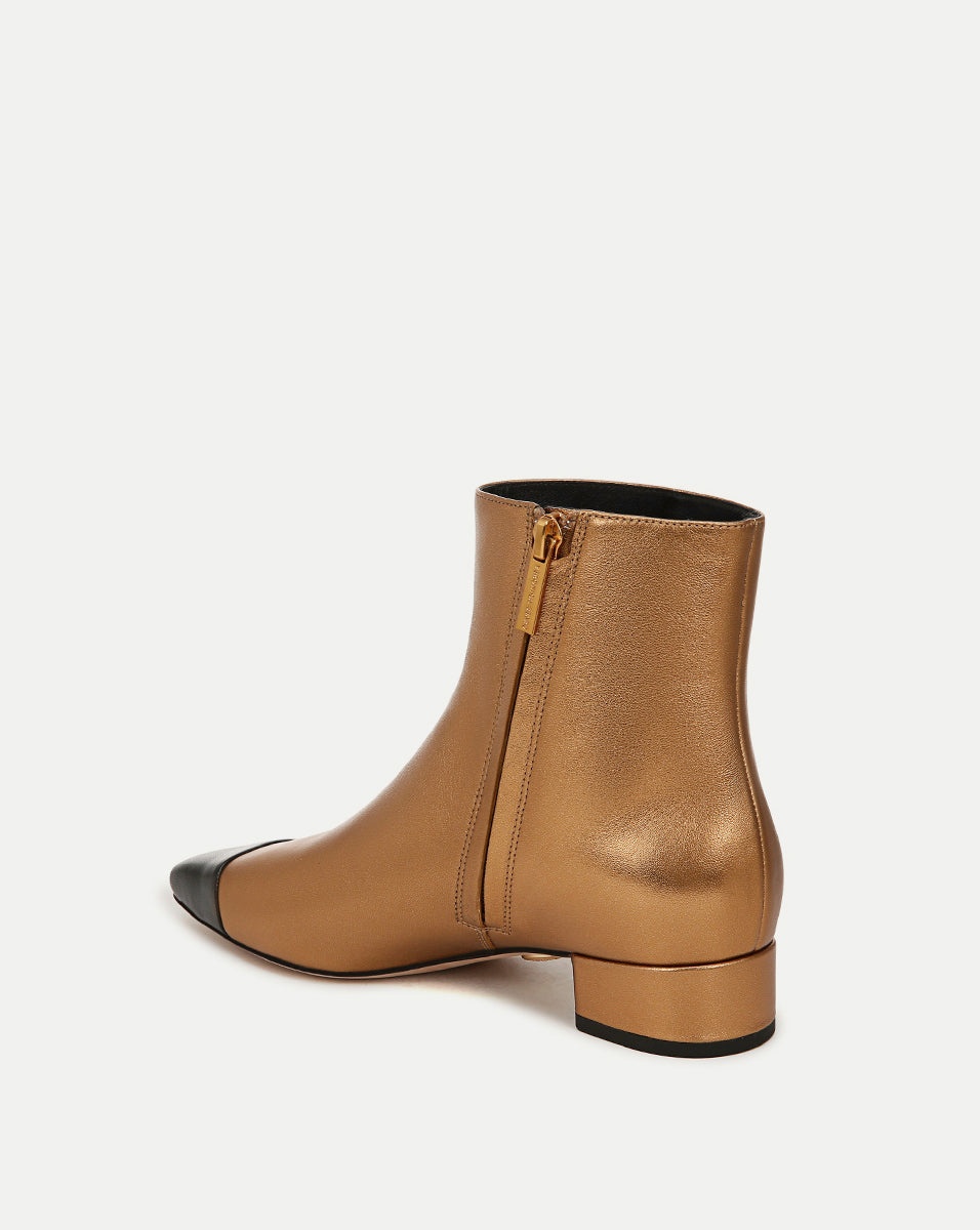 CECILE LEATHER CAP-TOE BOOTIE - 4