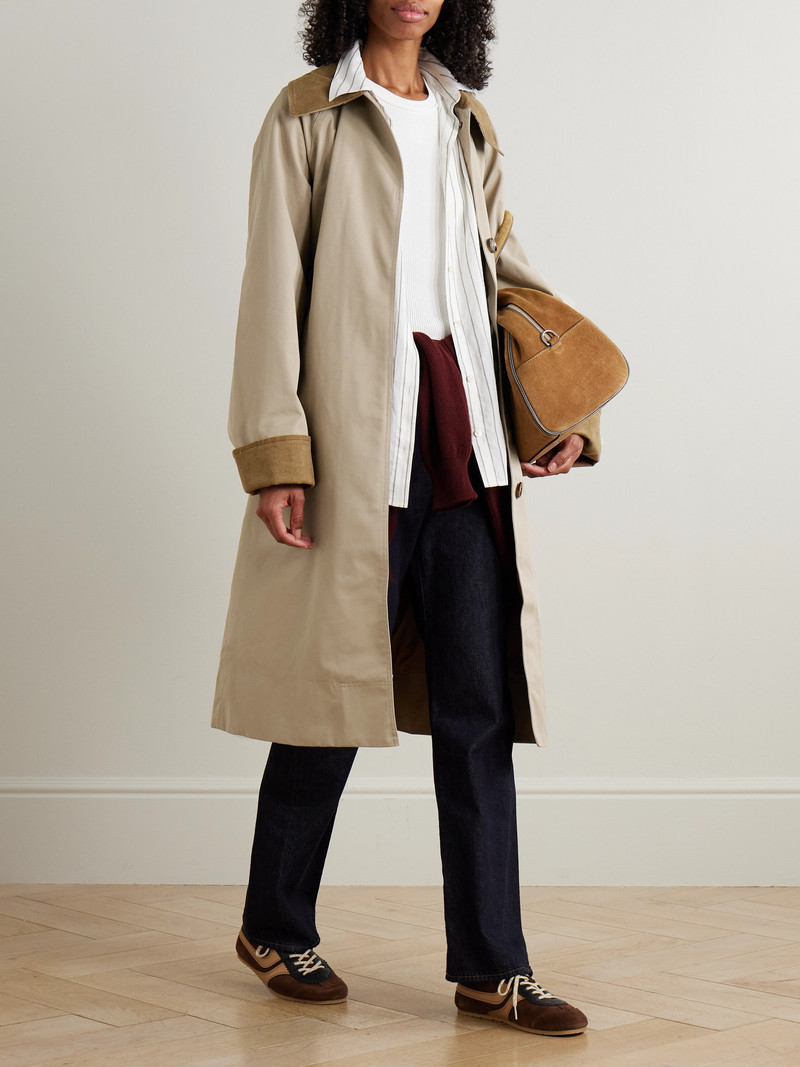 Barbour Reagan Belted Corduroy-trimmed Cotton-blend Twill Trench Coat outlook