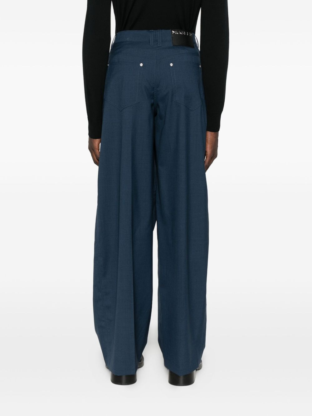 wrap pocketed wide-leg trousers - 4
