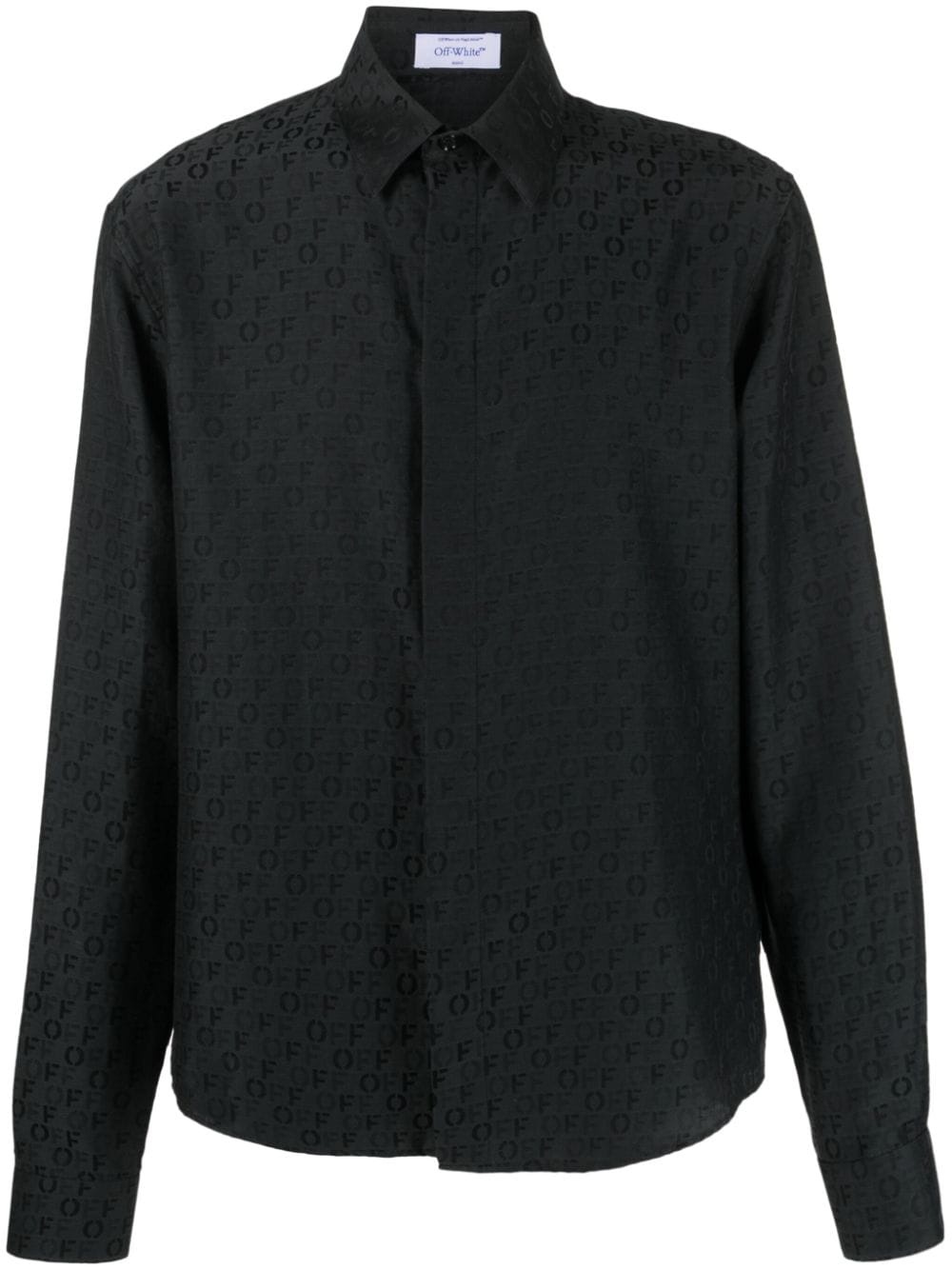 logo-print silk-cotton shirt - 1